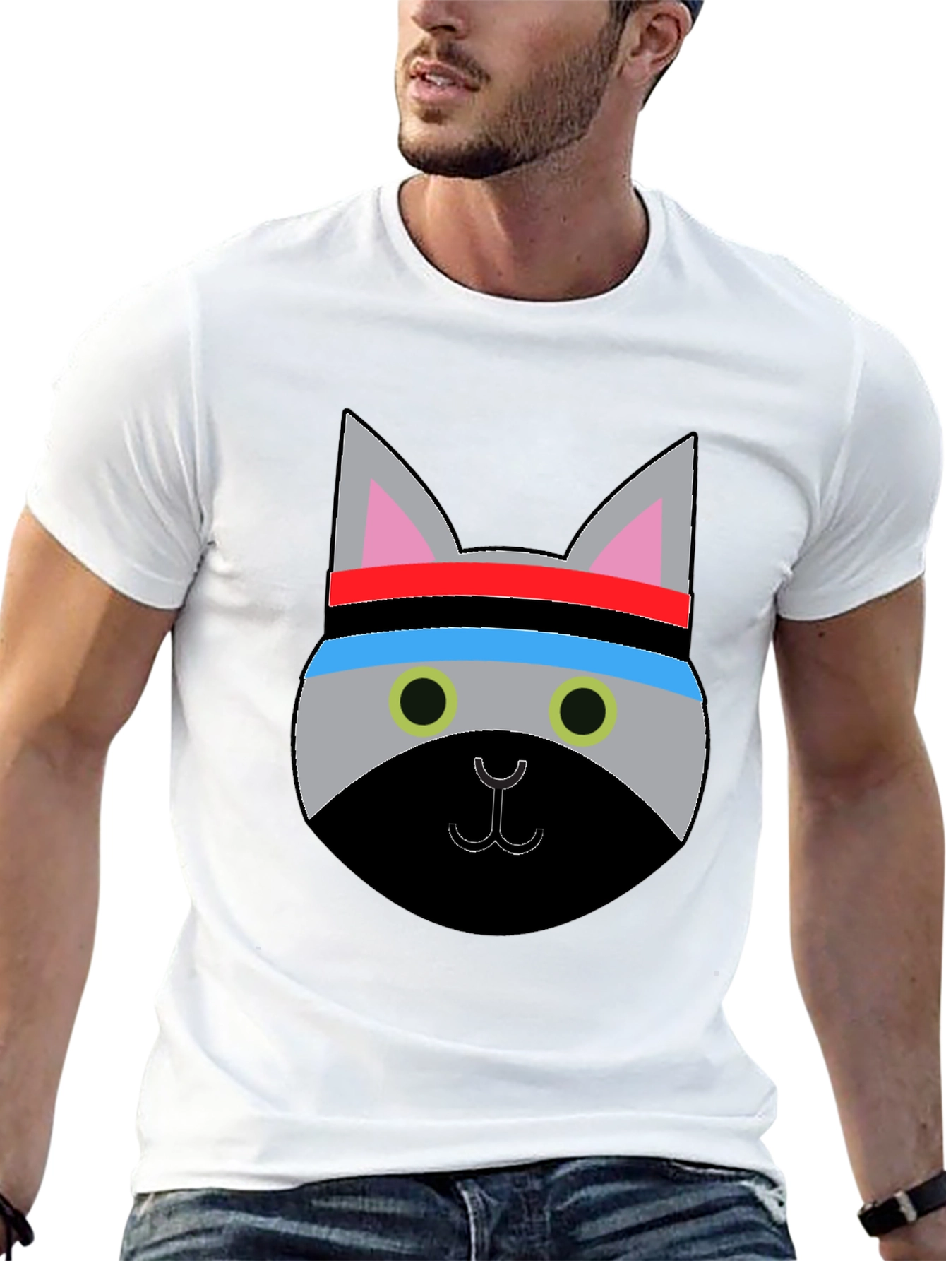 Black Cool Cat Workout T-Shirt - Funny Graphic Tee view 13