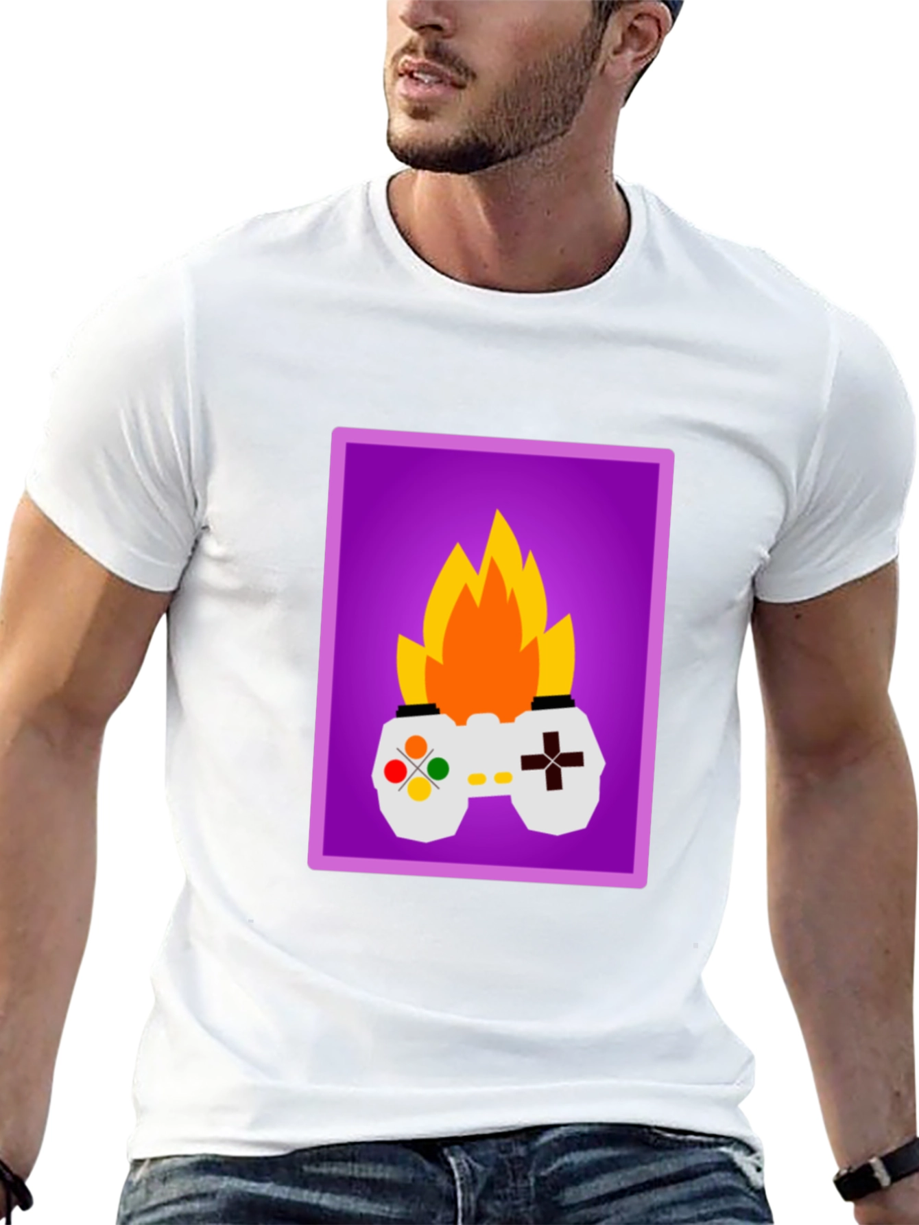 Black Fiery Gaming Controller Graphic Tee - Black view 13