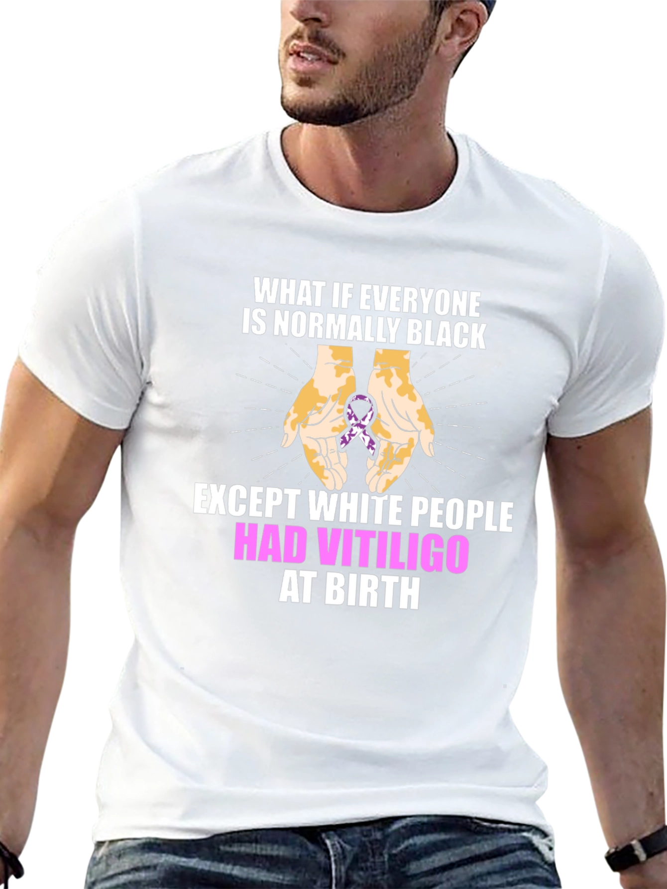 Black Vitiligo Awareness T-Shirt - Equality Design view 13