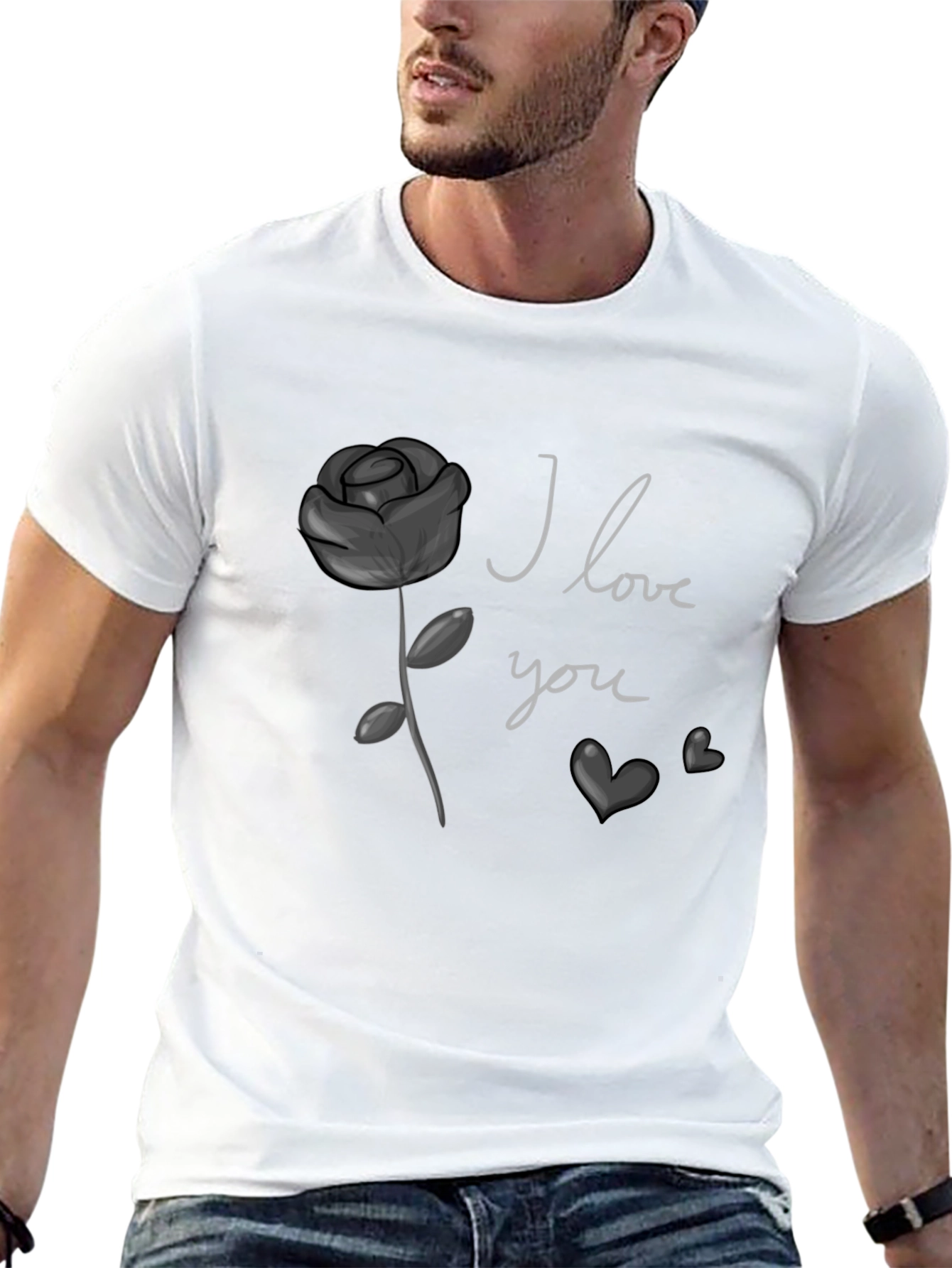 Black I Love You Rose Graphic Tee - Black view 13