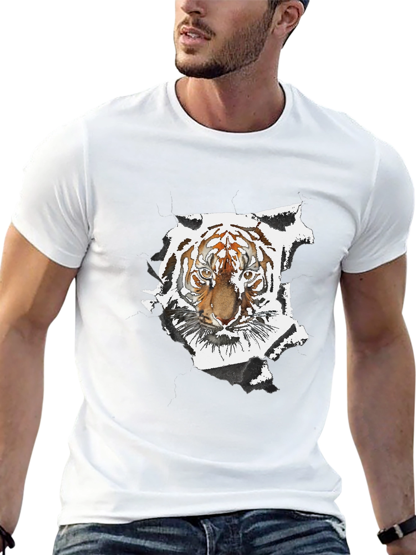 Black Tiger Graphic Black T-Shirt view 13