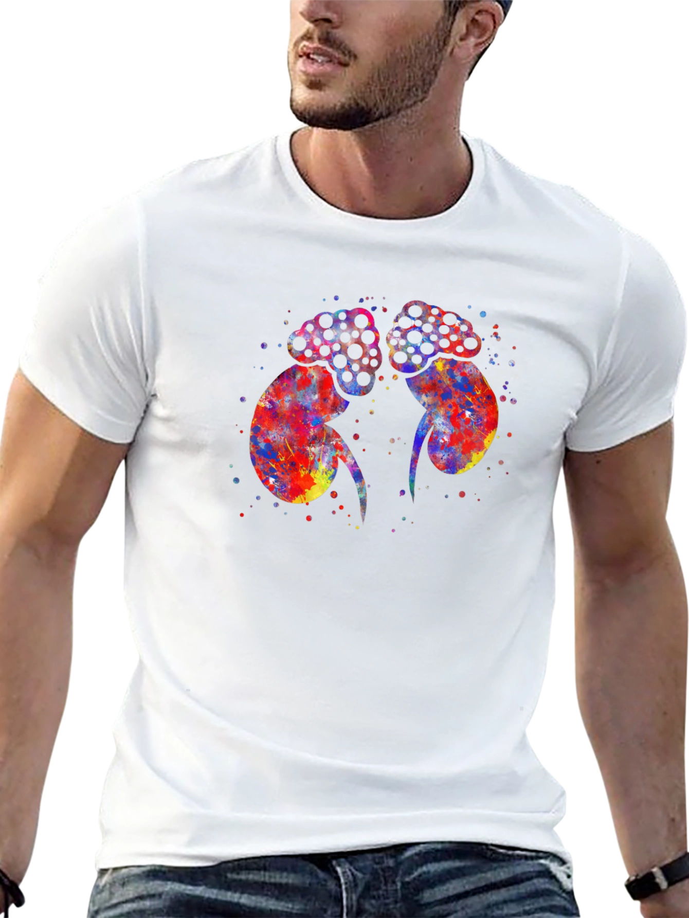 Black Colorful Kidney Print Black T-Shirt view 13