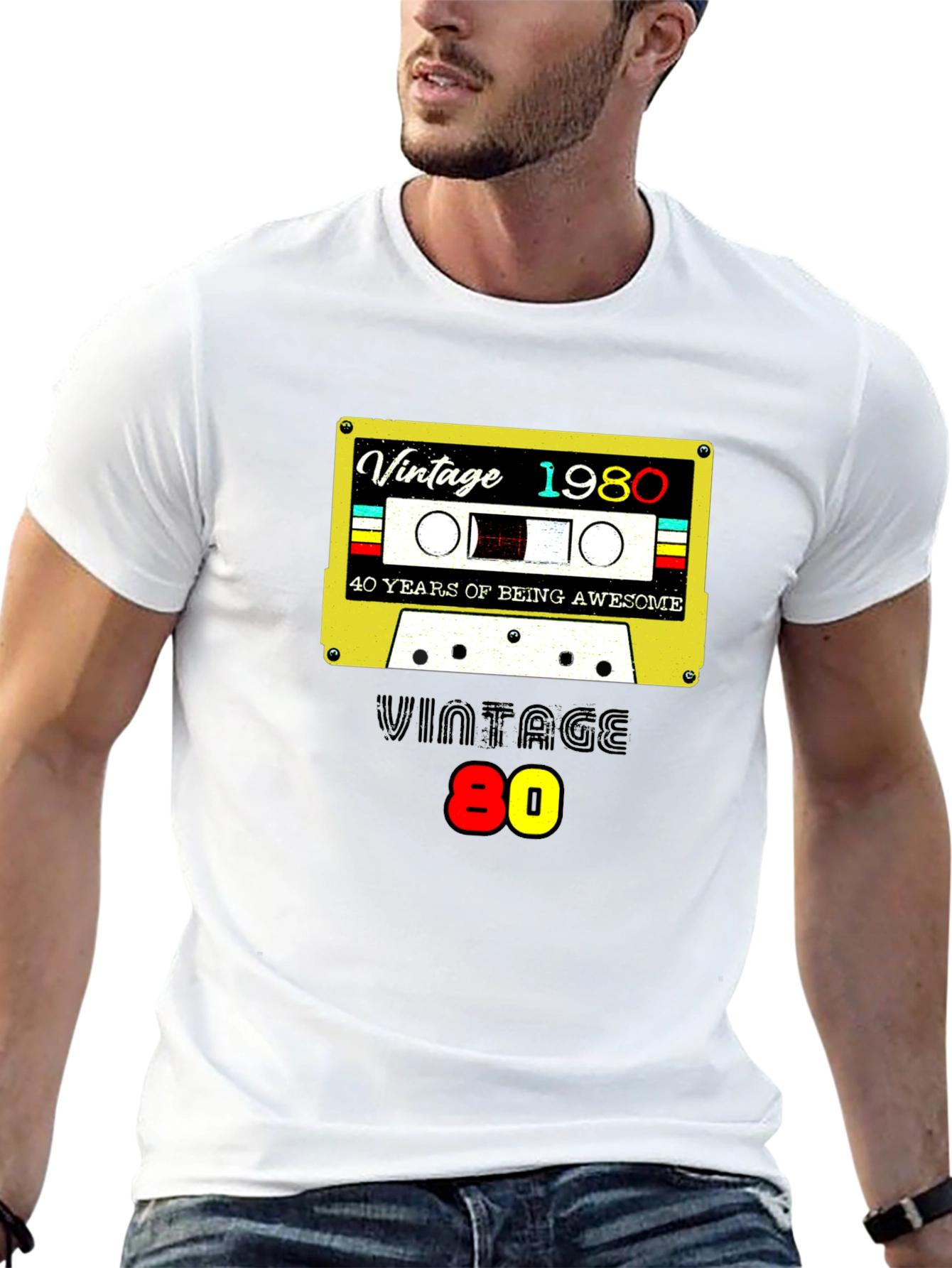 Black Vintage 1980 Cassette Tape Graphic T-Shirt view 13