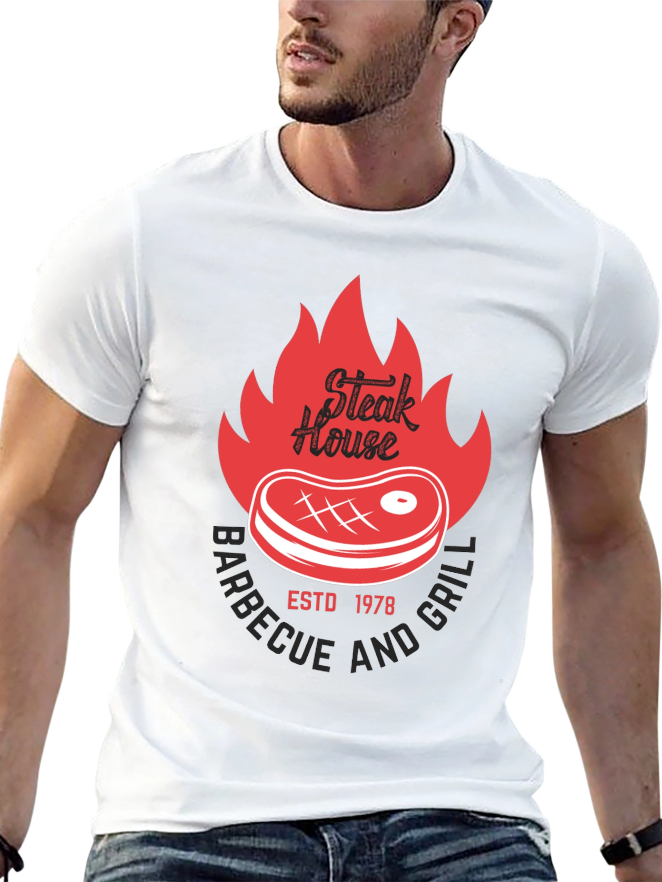 Black Steak House BBQ & Grill T-Shirt view 13