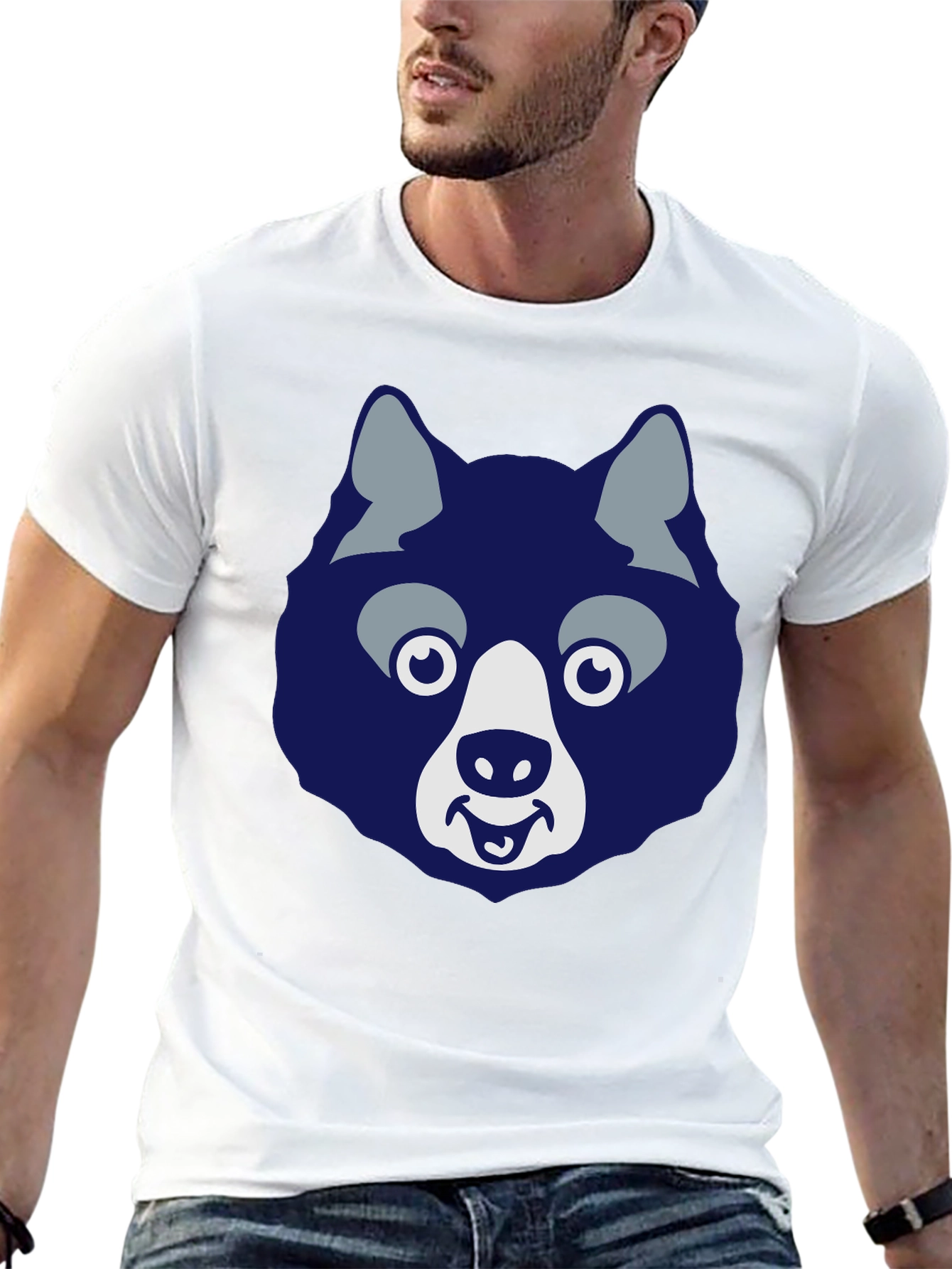 Black Funny Husky Graphic Tee - Men's Black T-Shirt view 13