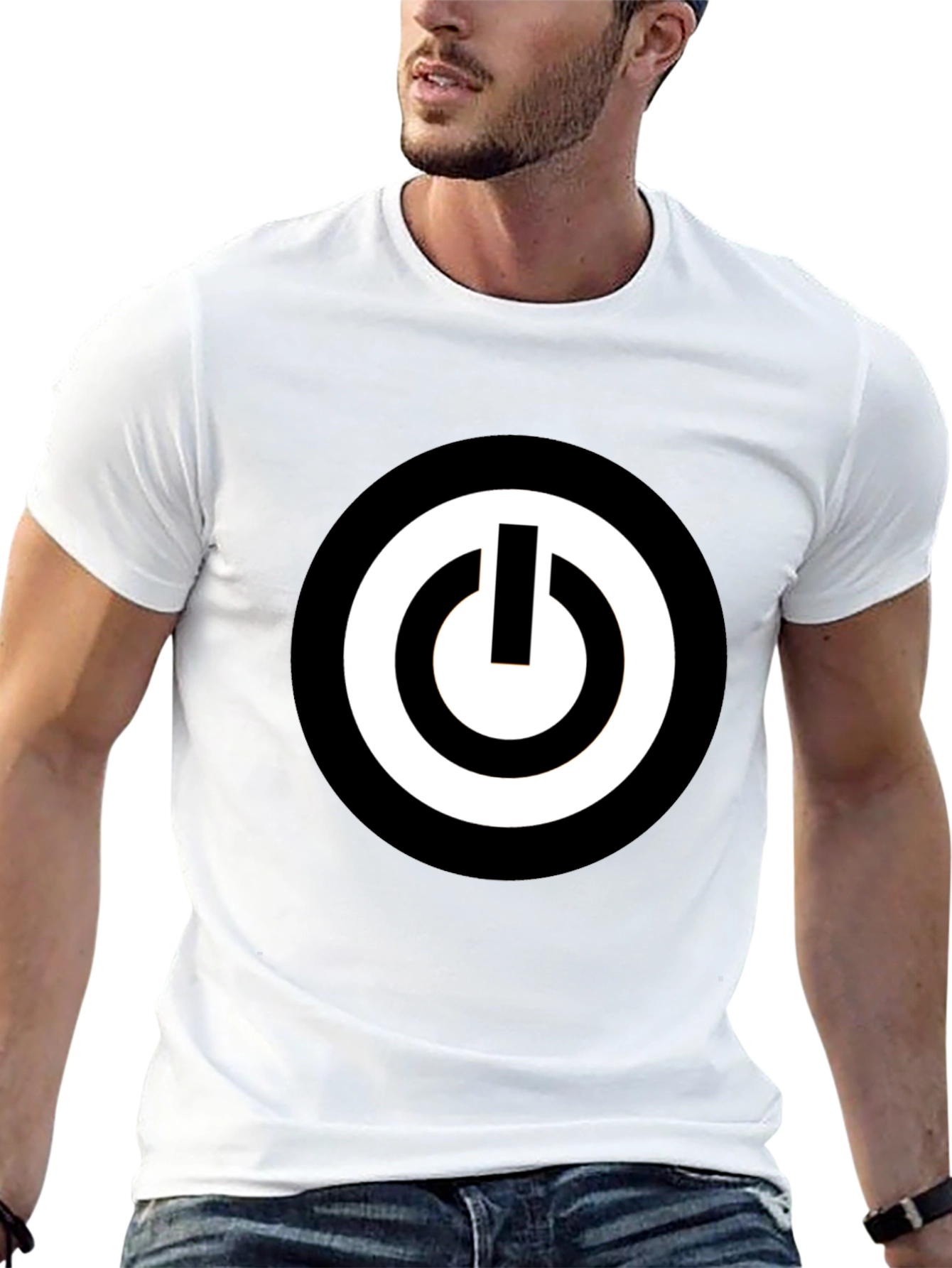 Black Black T-Shirt with Power Button Graphic view 13