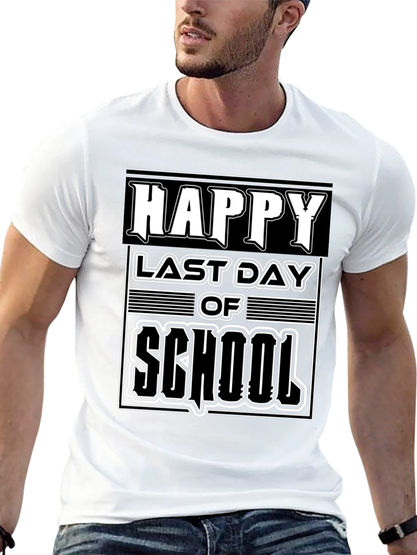 Black Happy Last Day of School Graphic Tee - Black Cotton Blend view 13