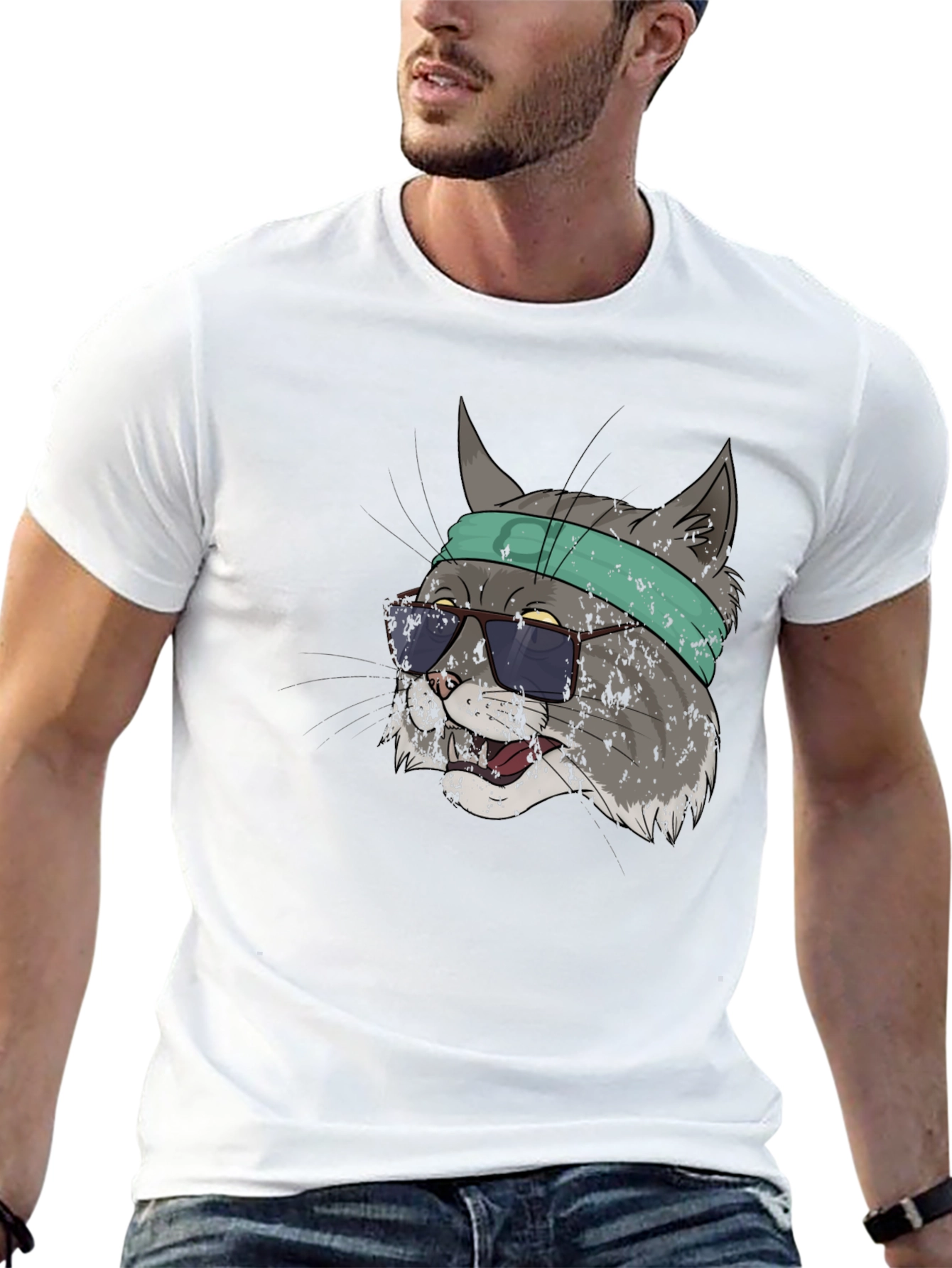Black Cool Cat Graphic Tee - Unisex Black T-Shirt view 13