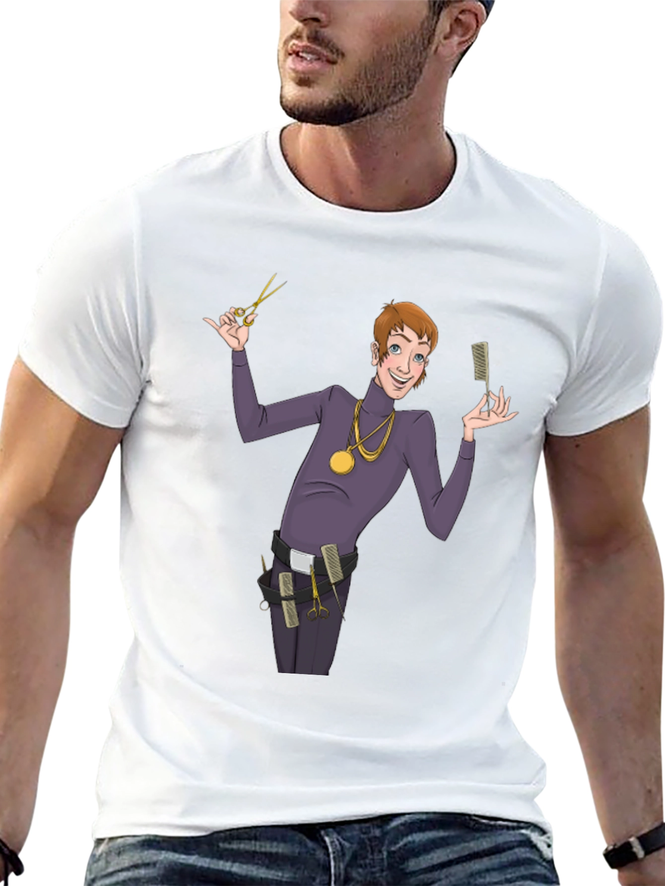 Black Barber Cartoon Graphic T-Shirt view 13