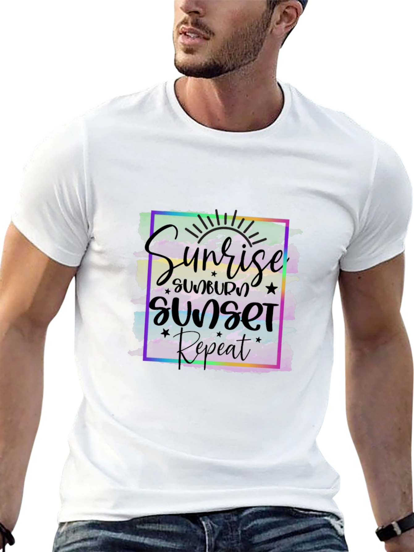 Black Sunrise Sunset Repeat Graphic Tee view 13