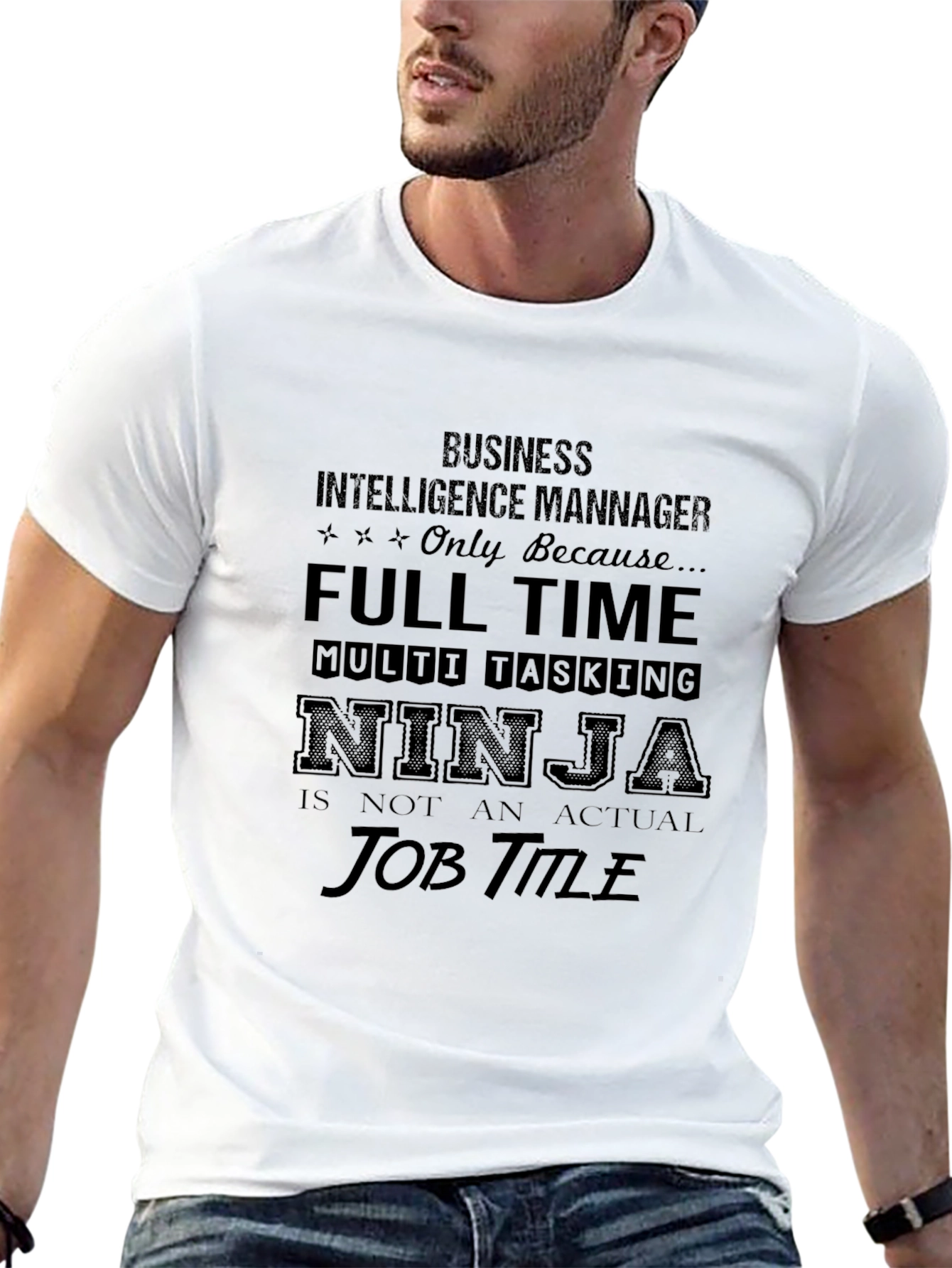 Black Business Intelligence Ninja T-Shirt view 13