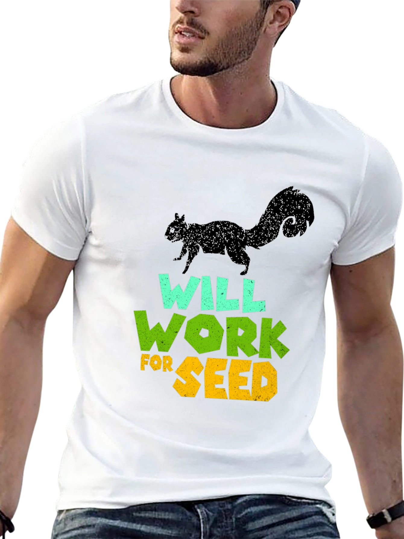 Black Will Work For Seed T-Shirt - Funny Squirrel Design view 13