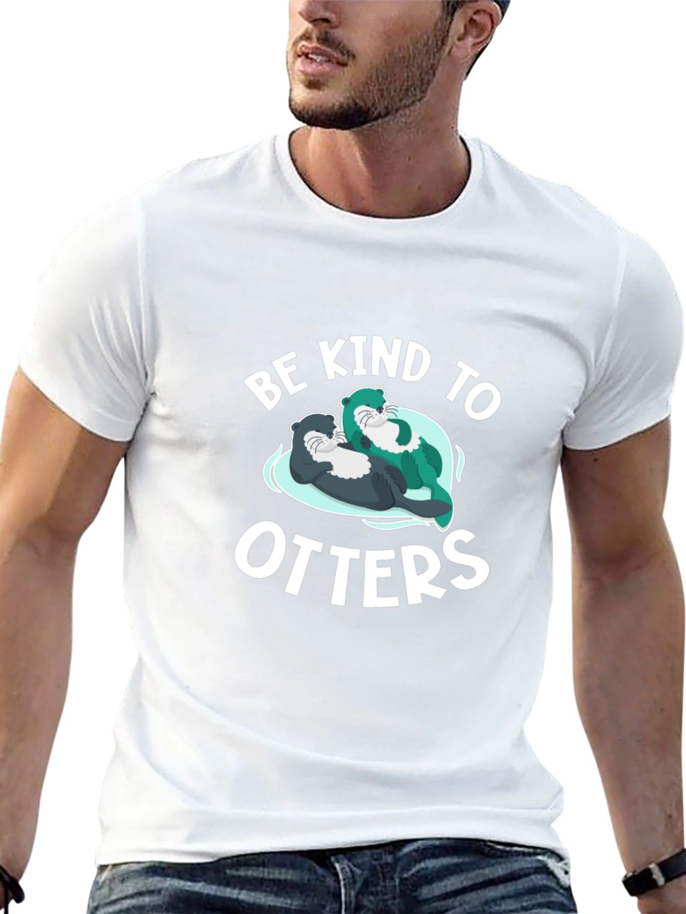 Black Be Kind To Otters Black T-Shirt view 13