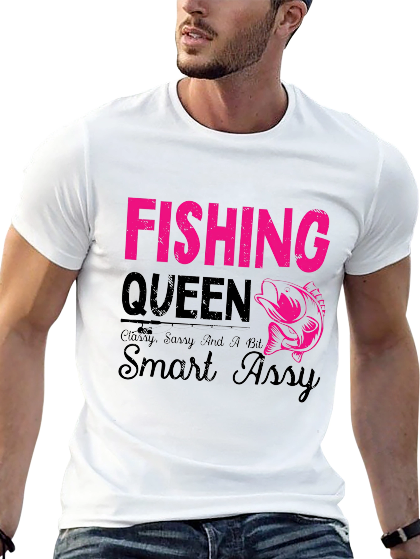 Black Fishing Queen T-Shirt - Classy, Sassy, Smart Assy view 13