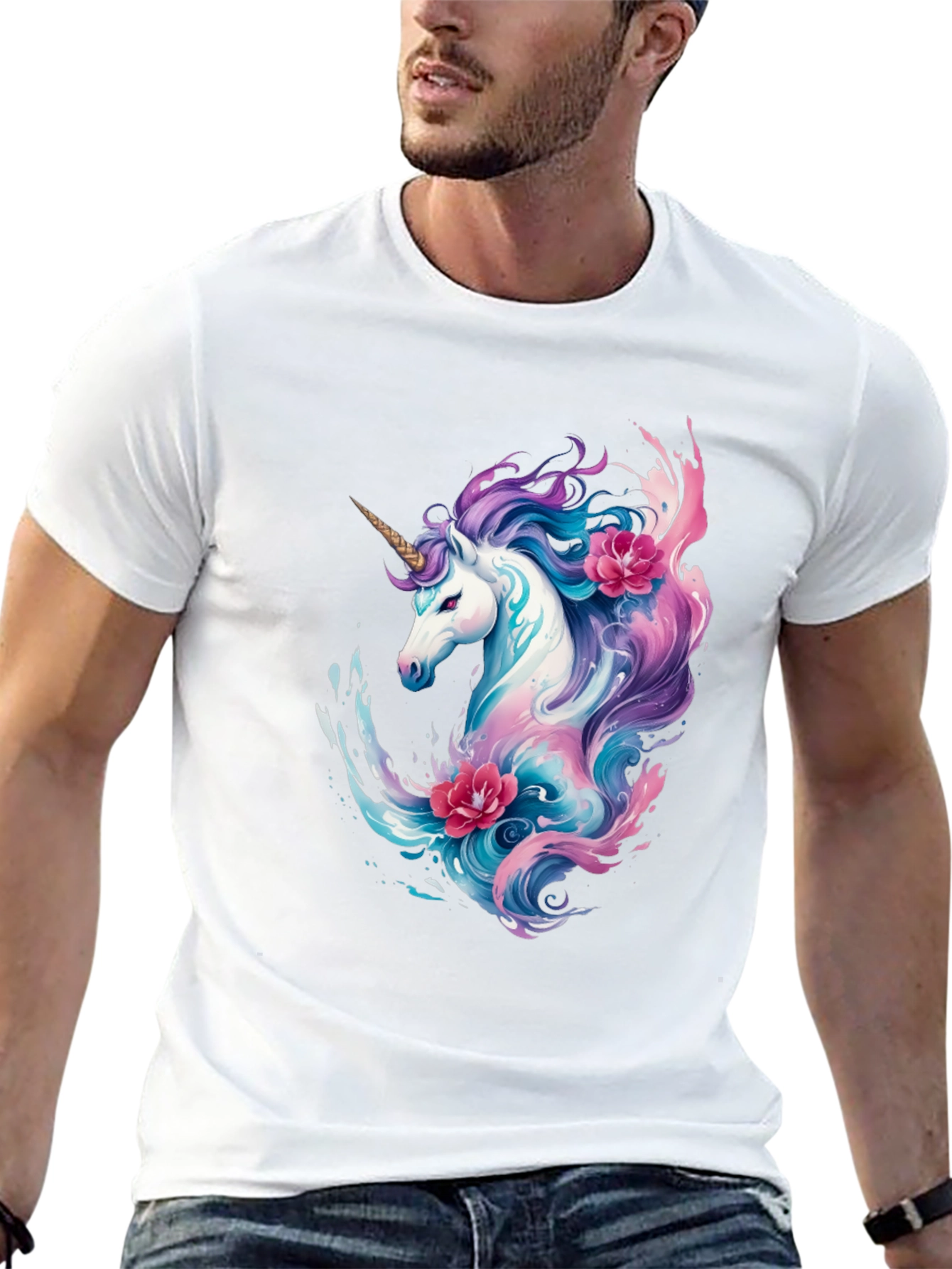 Black Unicorn Graphic Print T-Shirt view 13