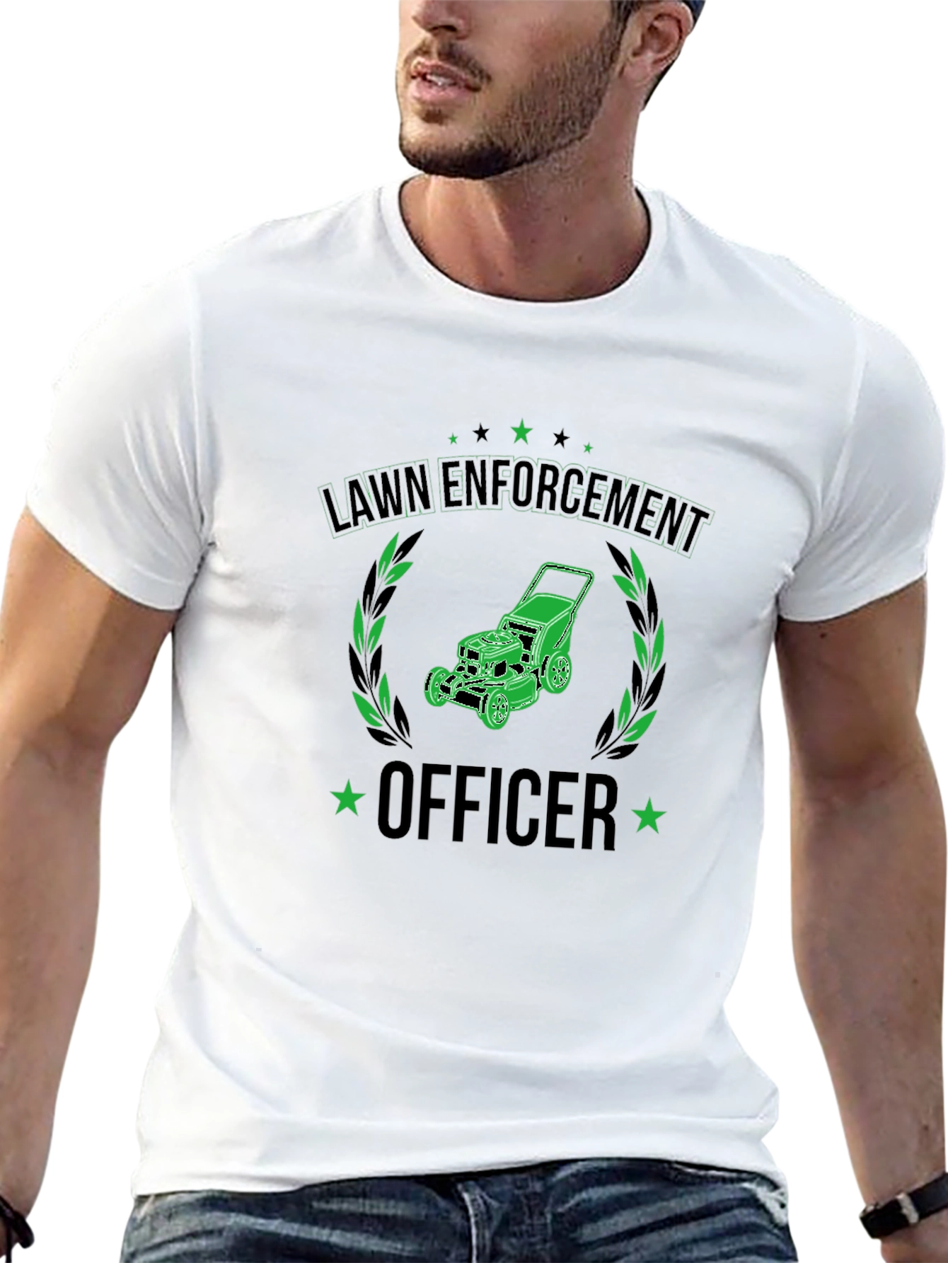 Black Lawn Enforcement Officer Graphic T-Shirt view 13