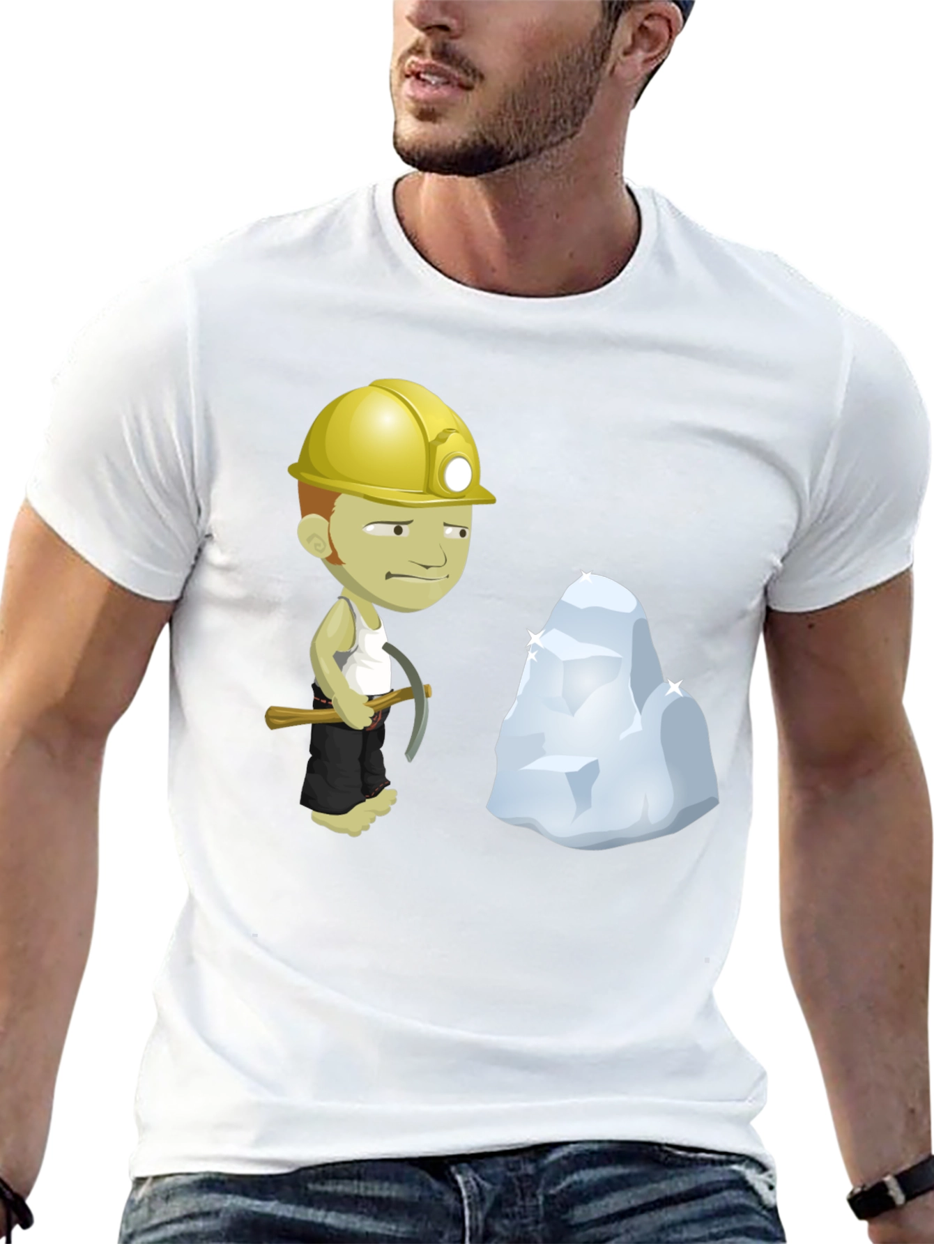 Black Miner Cartoon Black T-Shirt view 13