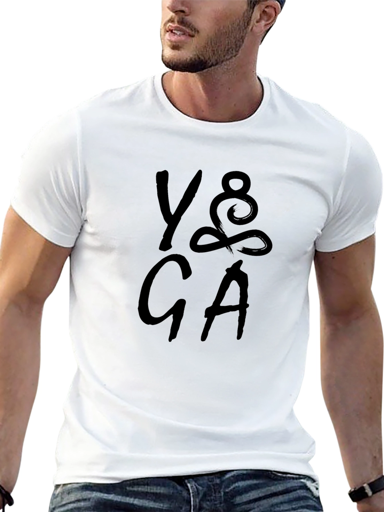 Black Yoga Graphic Print T-Shirt - Casual Cotton Tee view 13
