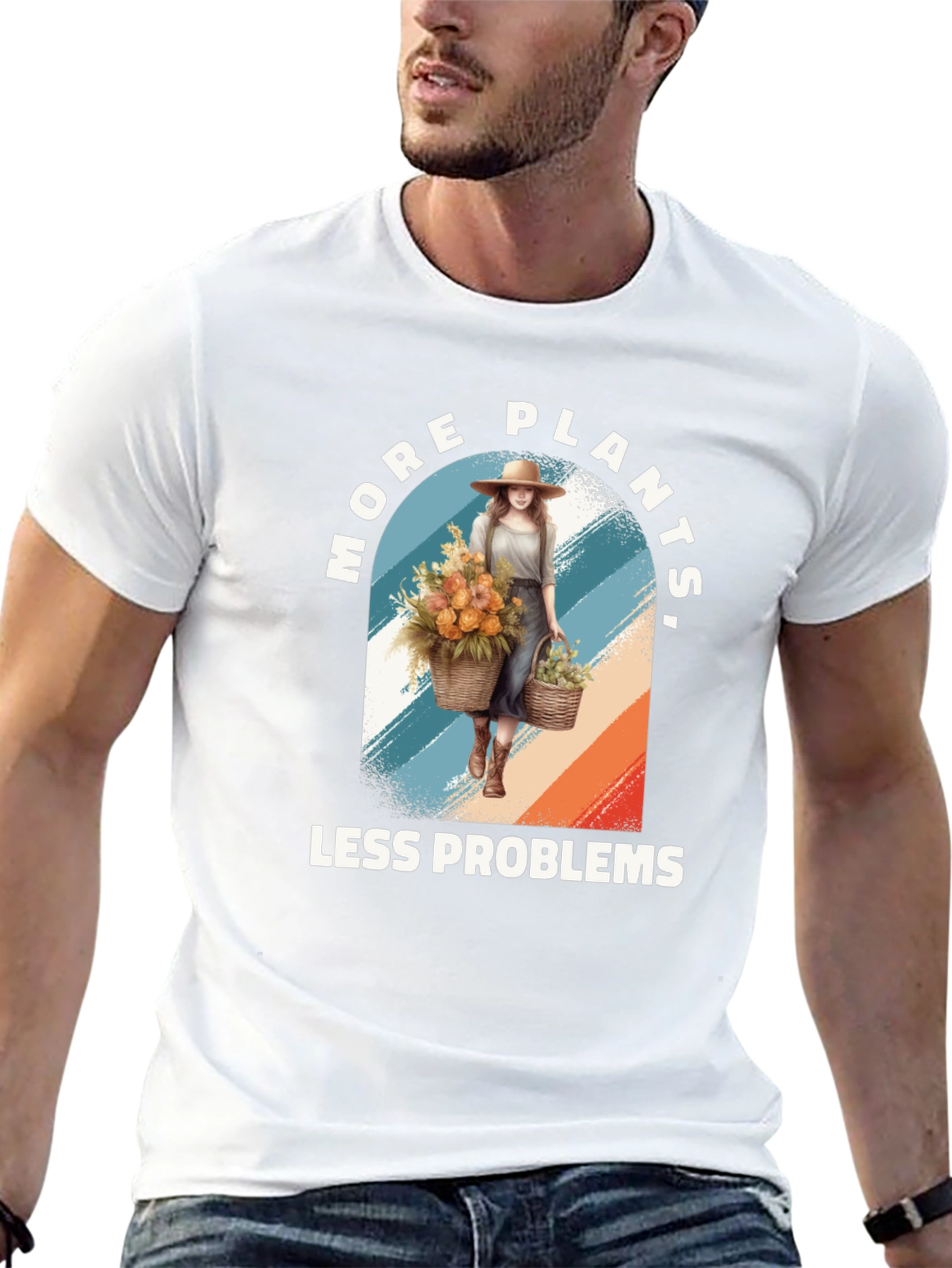 Black More Plants Less Problems Graphic T-Shirt view 13