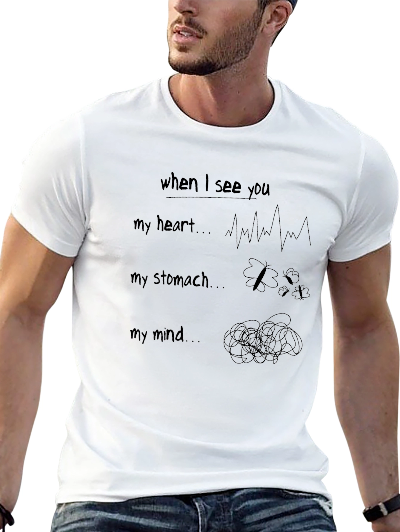 Black When I See You Graphic Tee - Heart, Stomach, Mind view 13
