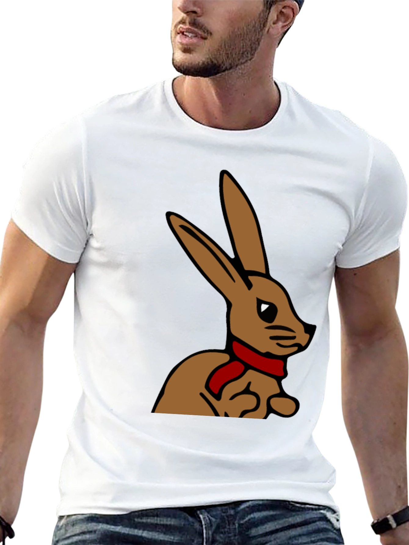 Black Rabbit T-Shirt - Cartoon Bunny with Scarf view 13