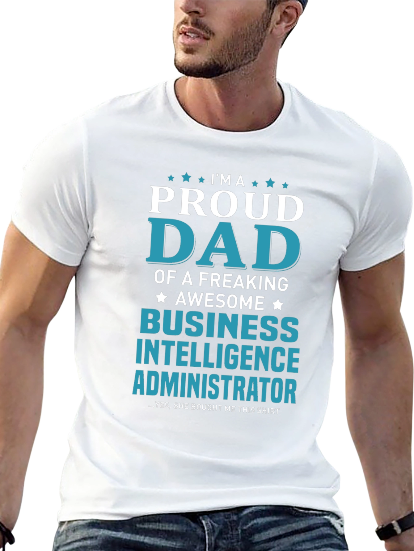 Black Proud Dad Business Intelligence Administrator T-Shirt view 13