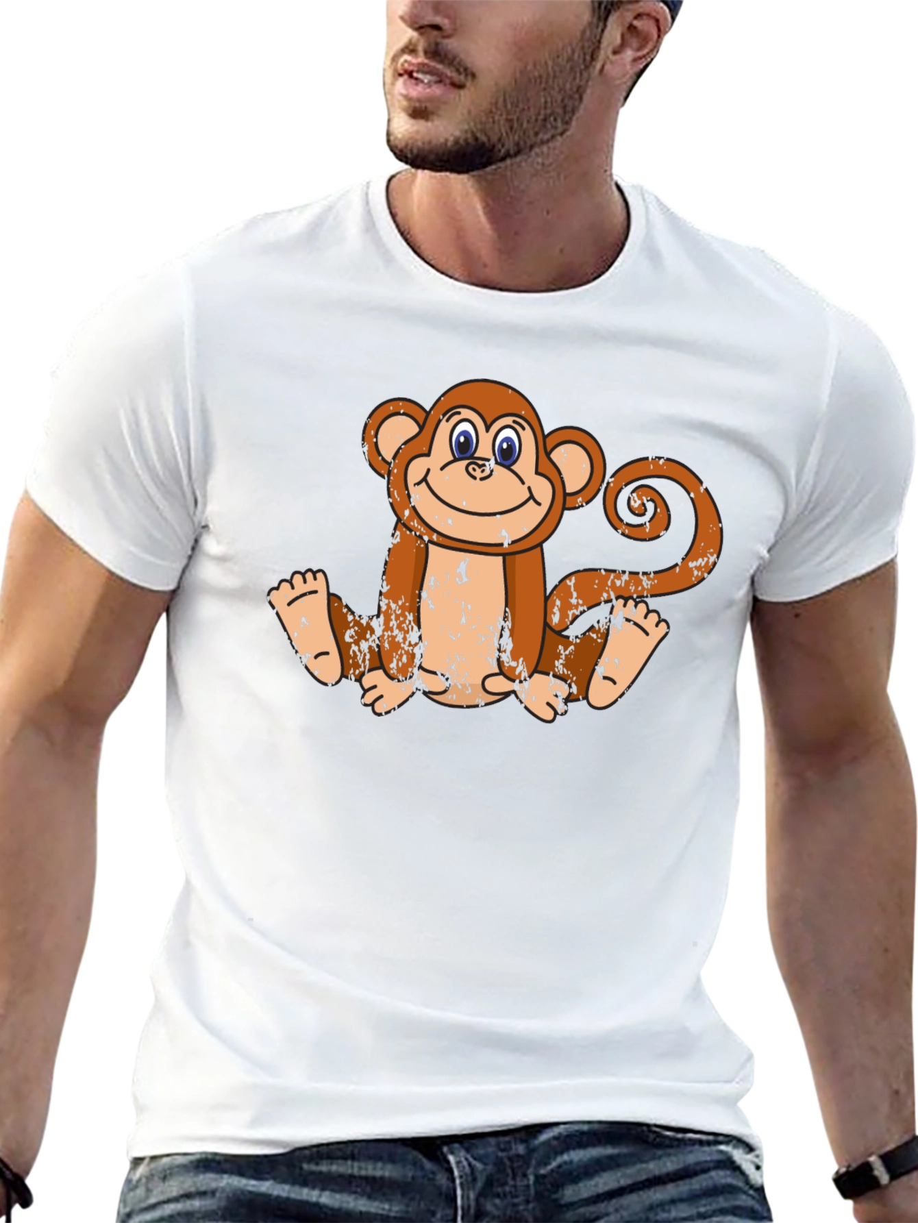 Black Smiling Monkey Graphic Tee - Casual Black T-Shirt view 13