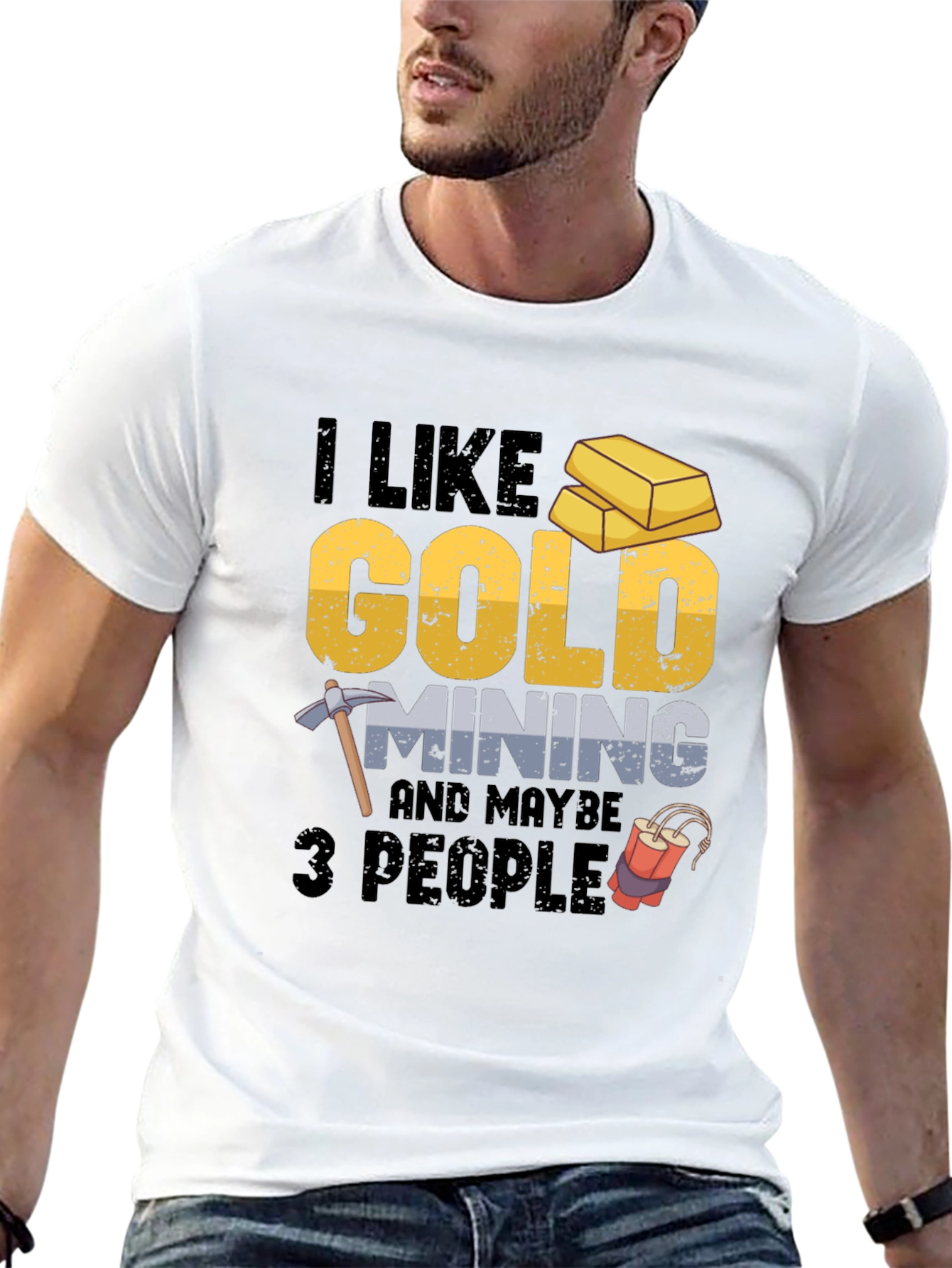 Black I Like Gold Mining & Maybe 3 People Funny T-Shirt view 13