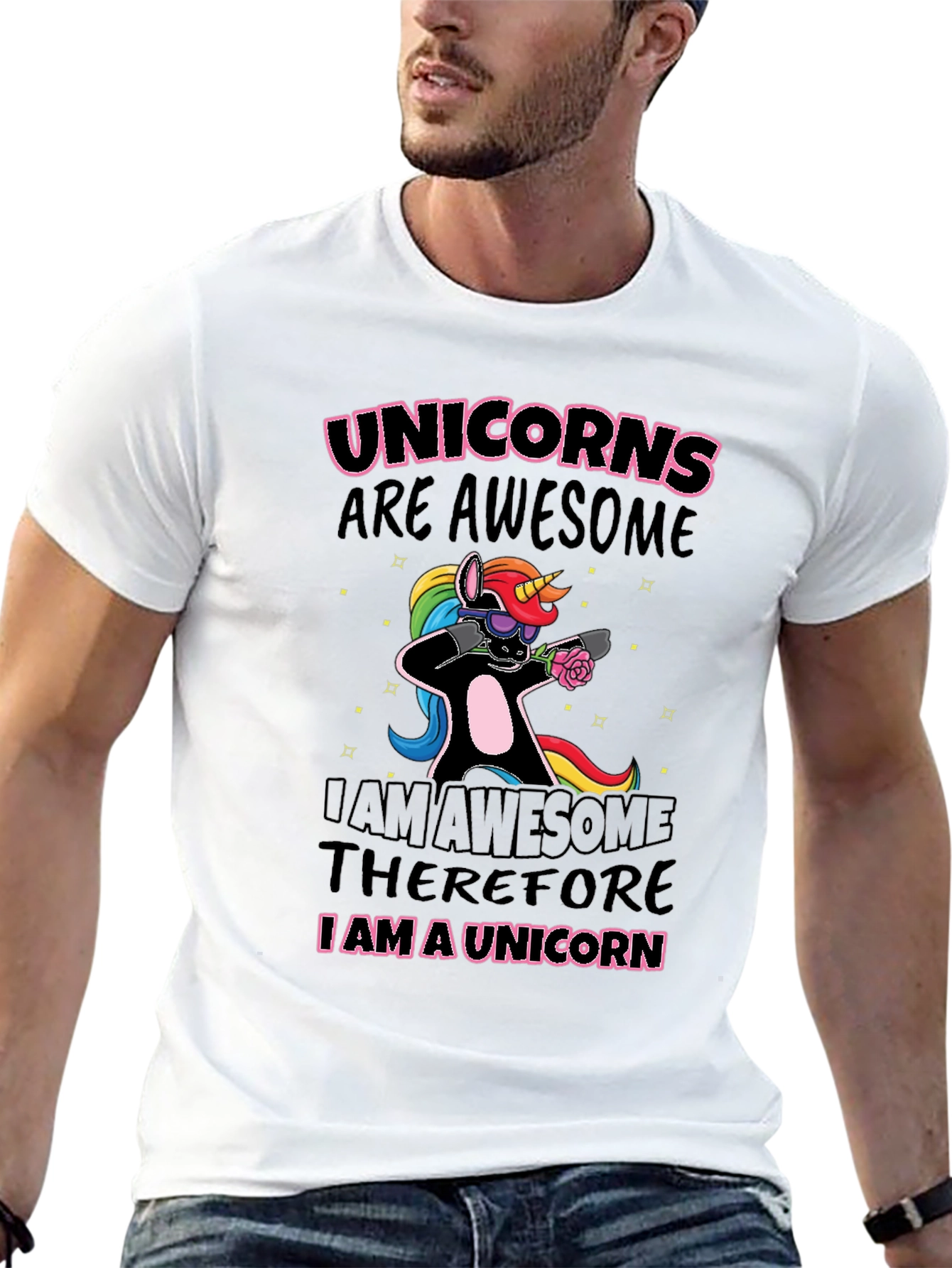 Unicorns Are Awesome Black Graphic T-Shirt - 13