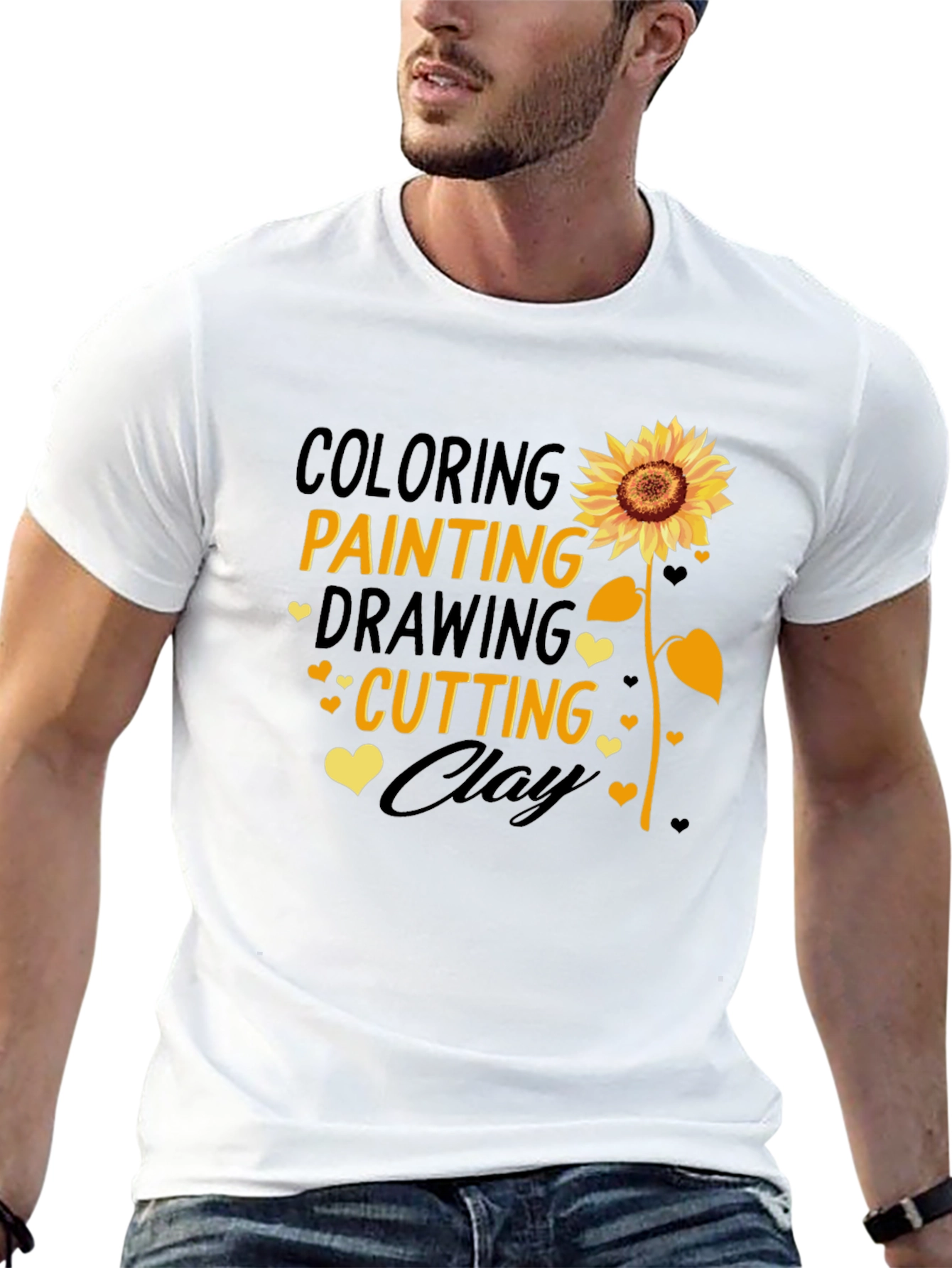 Black Creative Arts Sunflower Tee: Coloring, Painting, Drawing, Cutting, Clay view 13