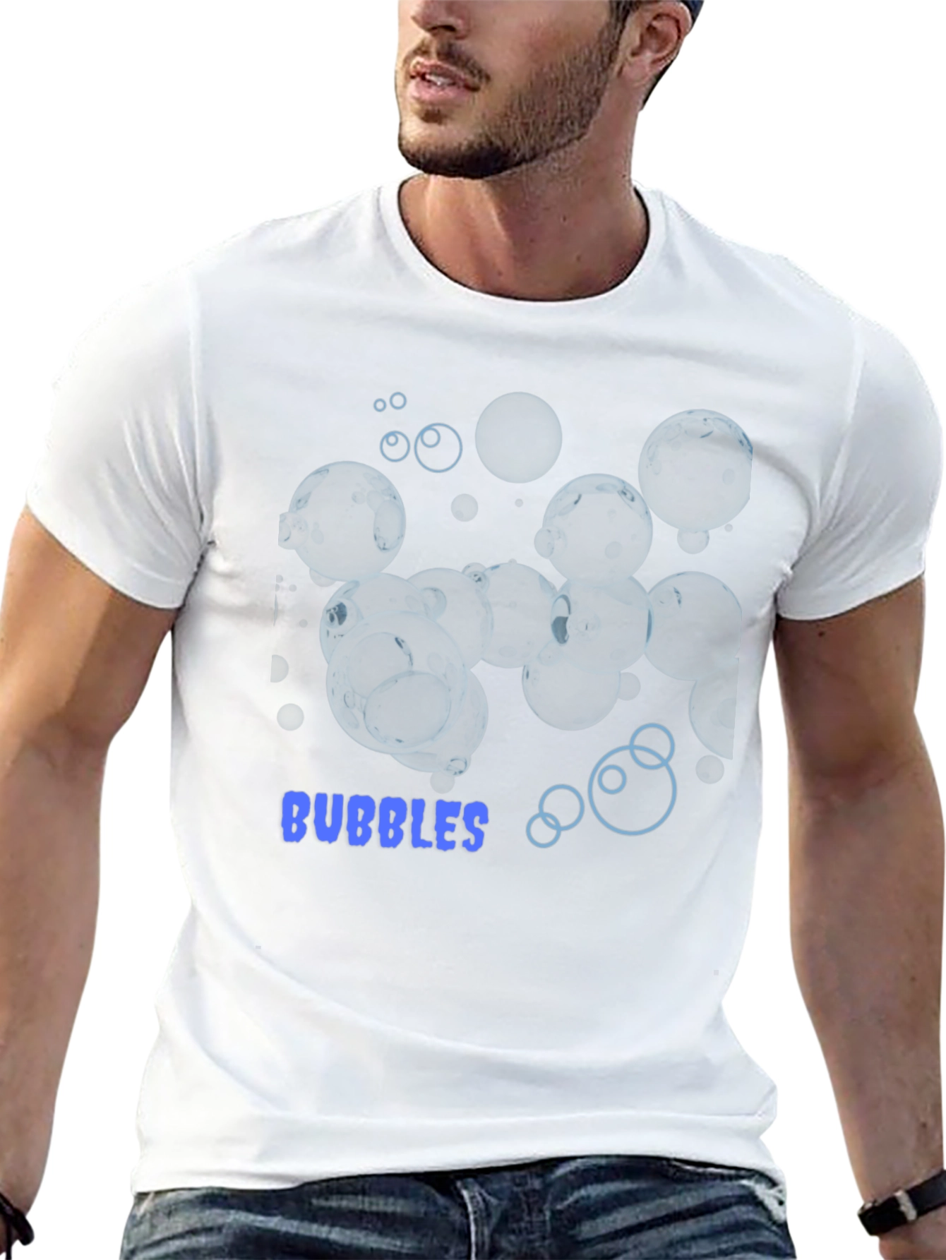 Black Bubbles Graphic Tee - Stylish Black Cotton T-Shirt view 13