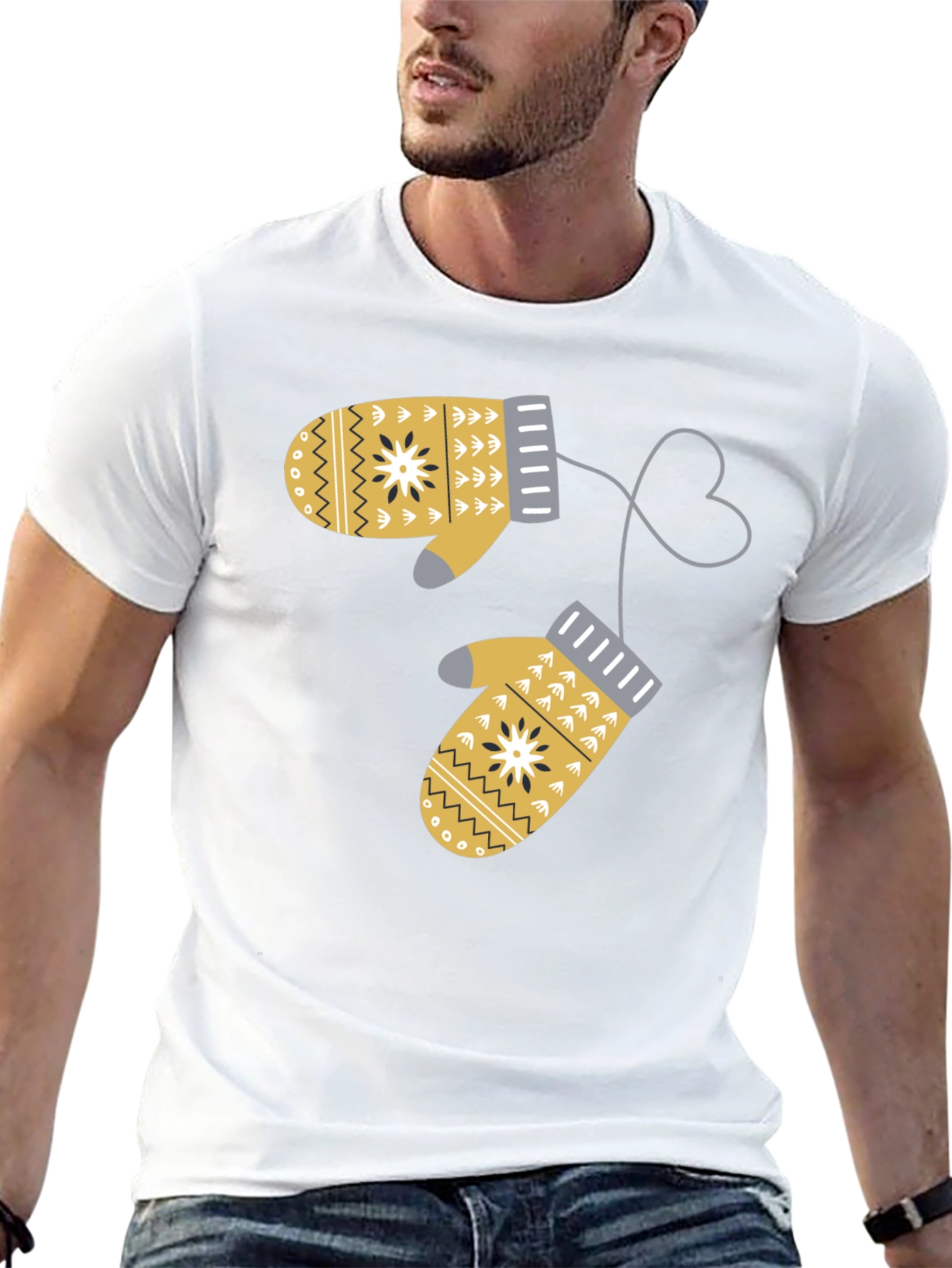 Black Winter Mittens Graphic T-Shirt view 13