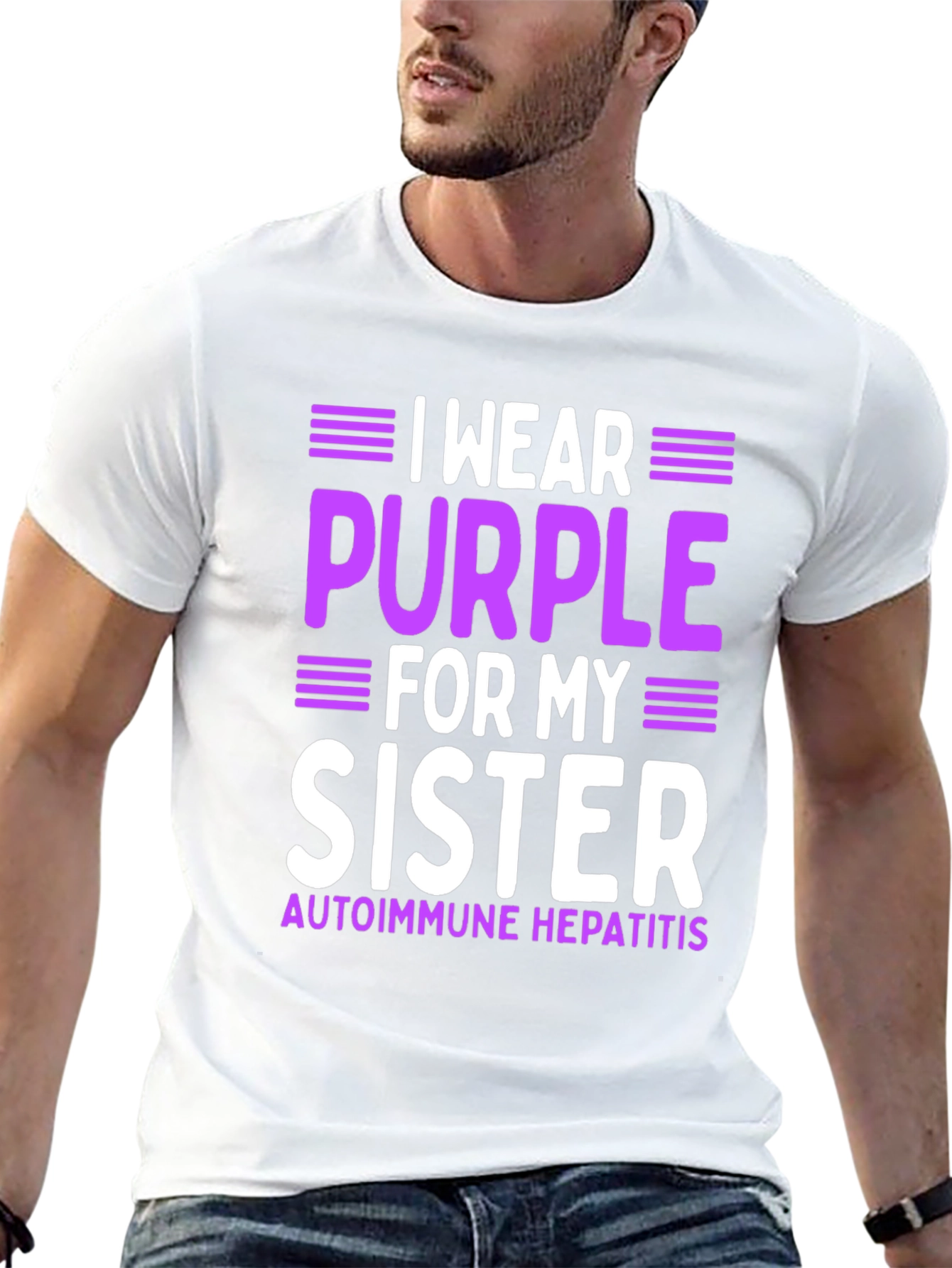 I Wear Purple For My Sister Autoimmune Hepatitis Awareness T-Shirt - 13