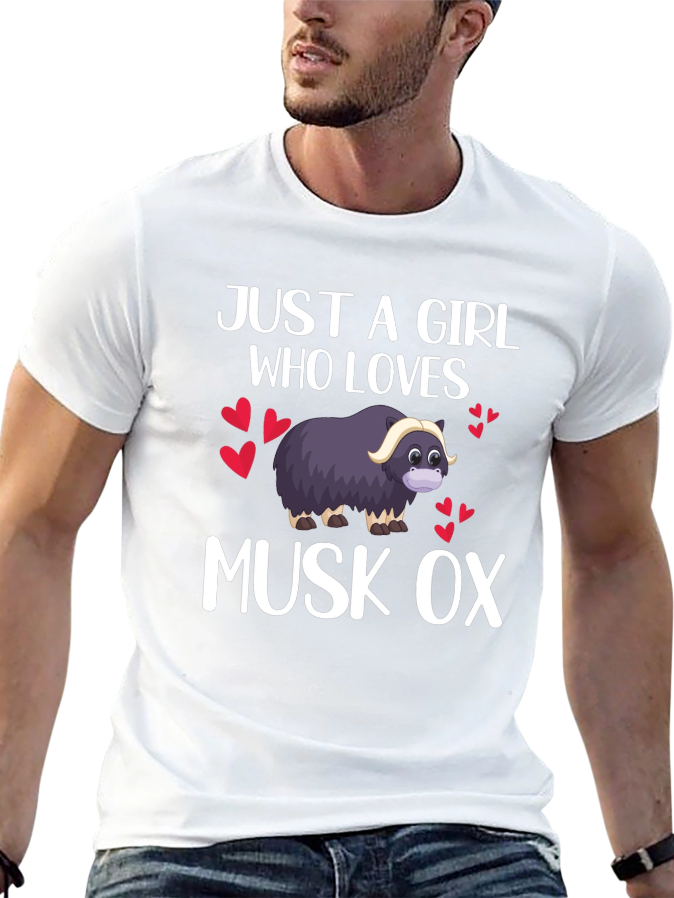 Black Just A Girl Who Loves Musk Ox T-Shirt view 13
