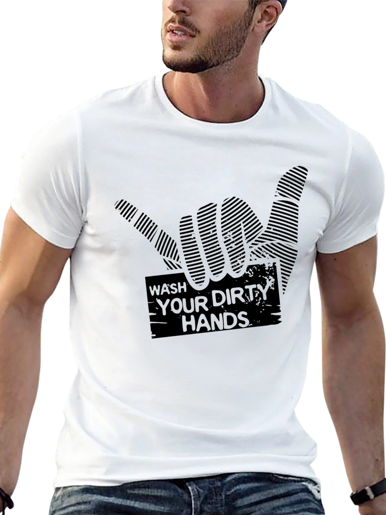 Black Wash Your Dirty Hands Graphic T-Shirt view 13