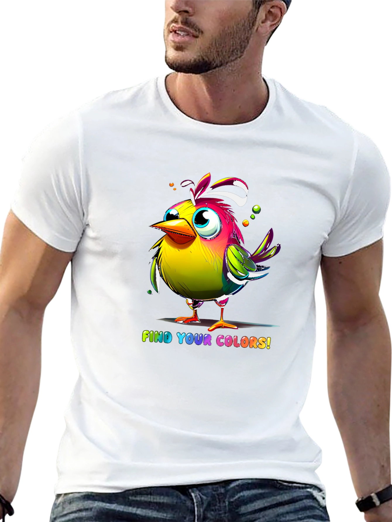 Black Colorful Bird T-Shirt - Find Your Colors view 13