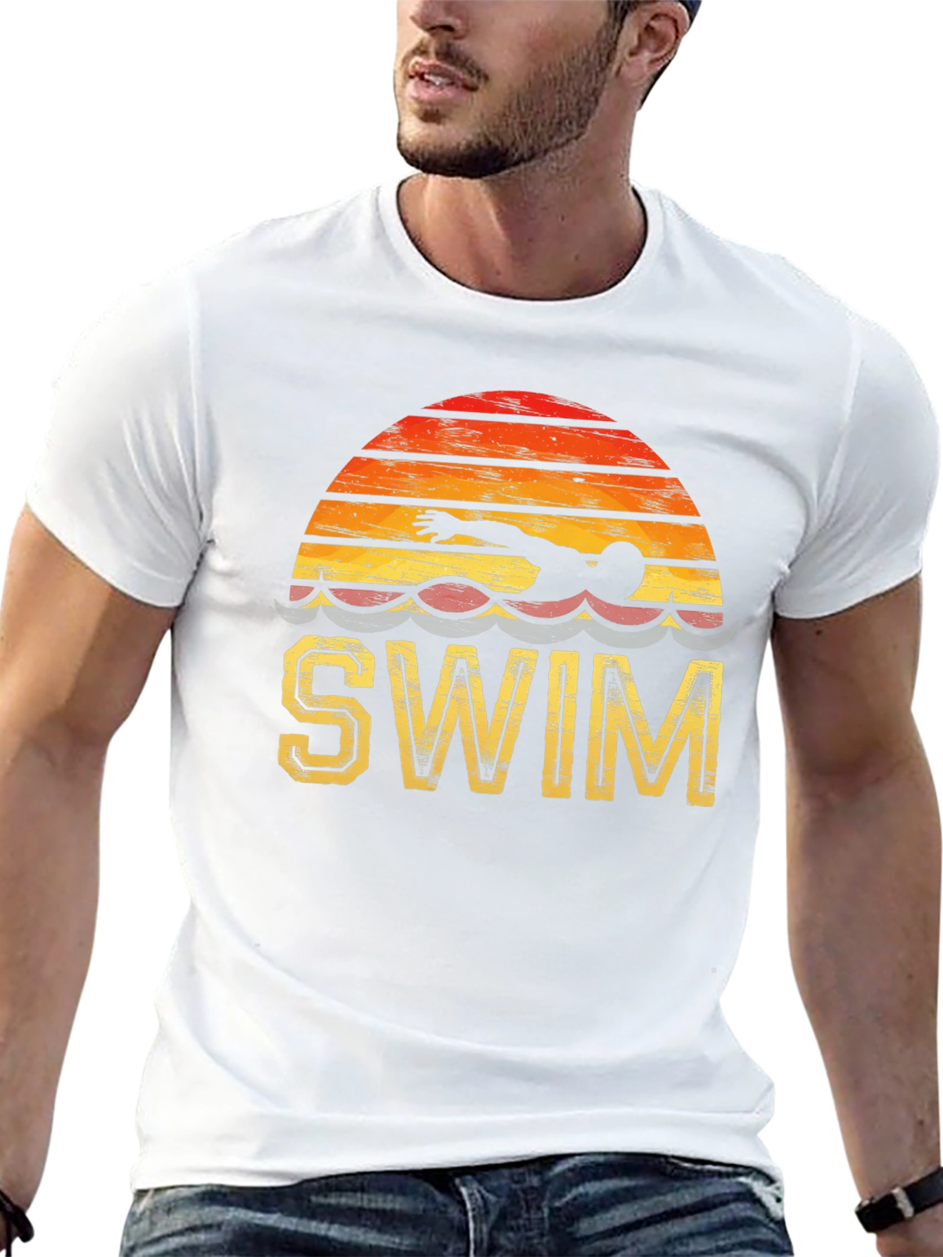 Retro Swim T-Shirt - Vintage Style Swimmer Tee - 13