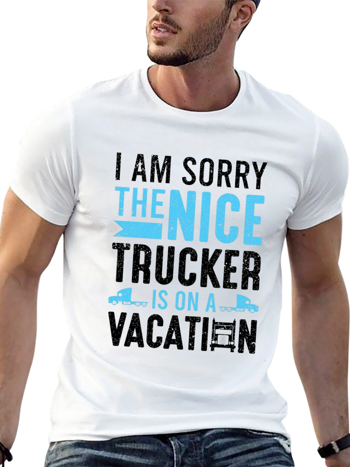 Black Funny Trucker Vacation T-Shirt view 13
