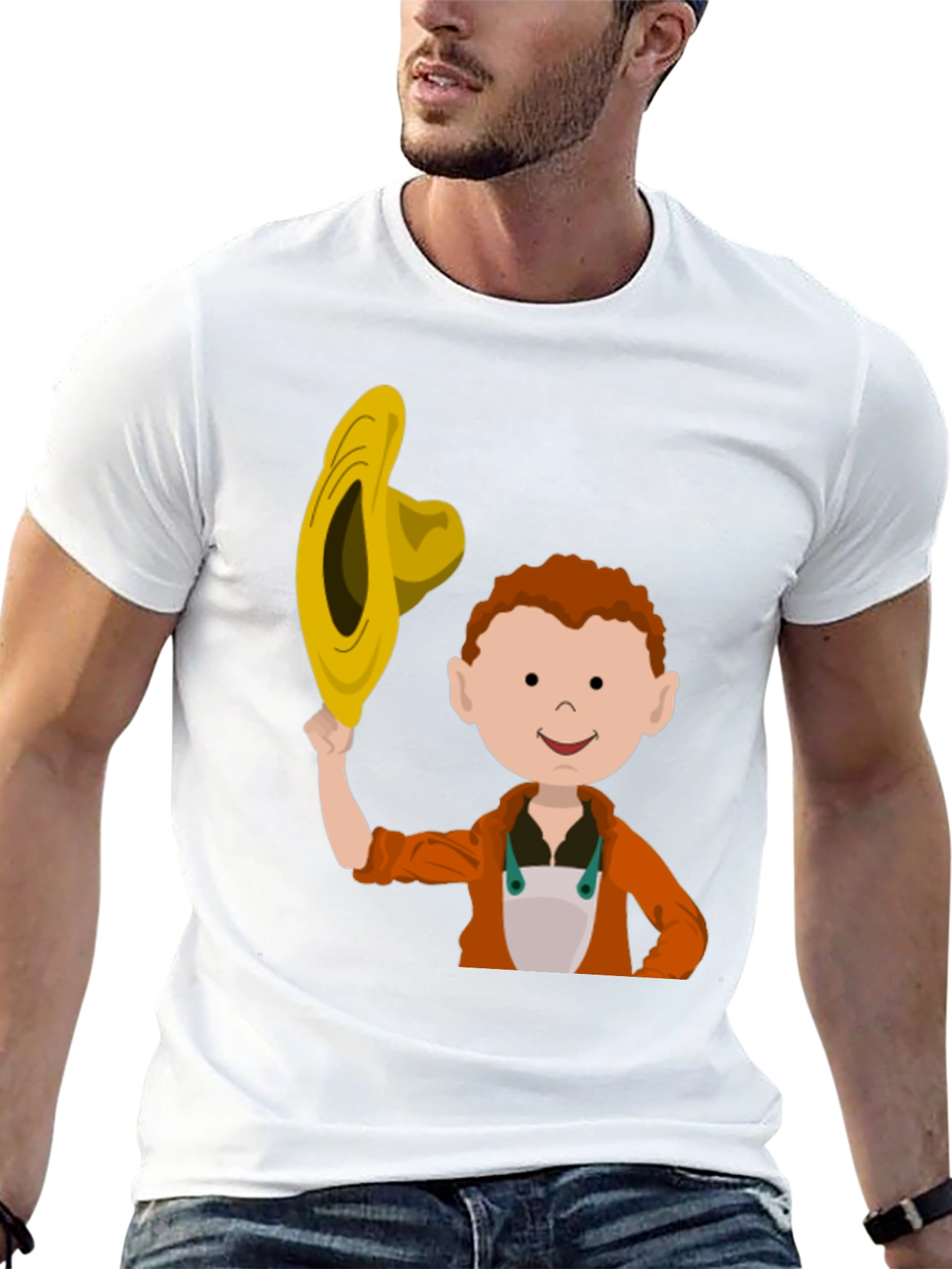 Black Cartoon Farmer Graphic T-Shirt view 13