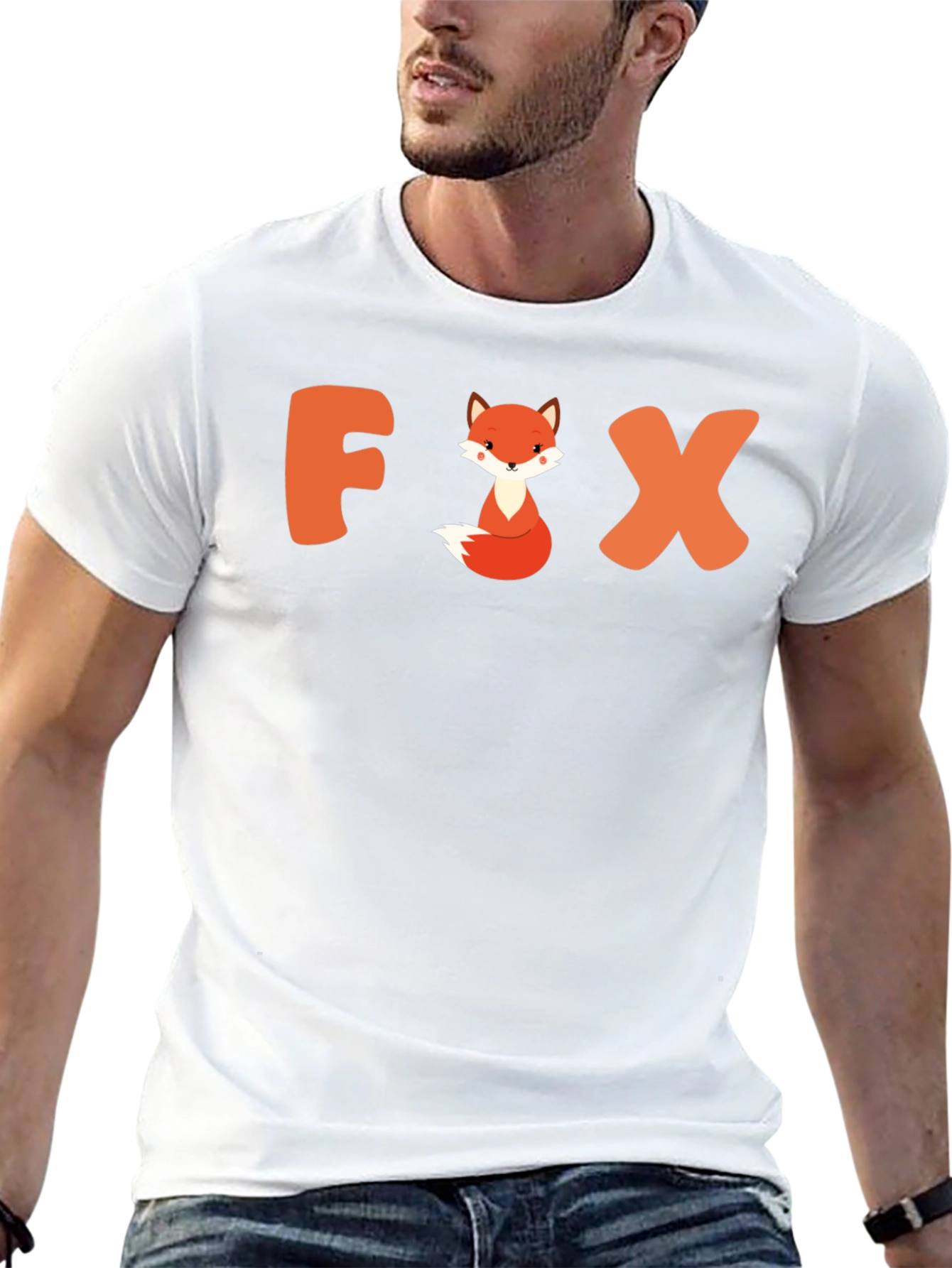 Black Cute Fox Graphic Tee - Unisex Black T-Shirt view 13