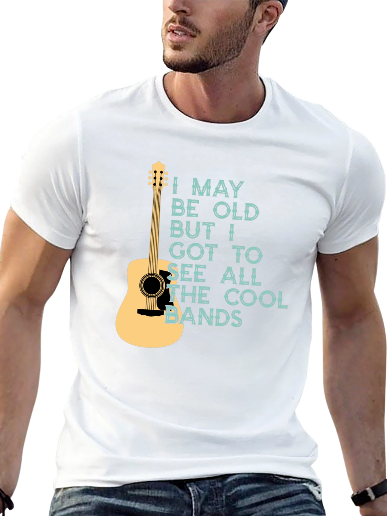 Black Cool Bands Guitar Graphic T-Shirt view 13