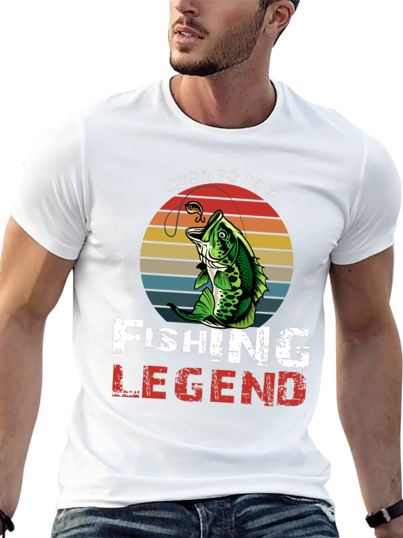 Black Born To Be a Fishing Legend Graphic Tee view 13