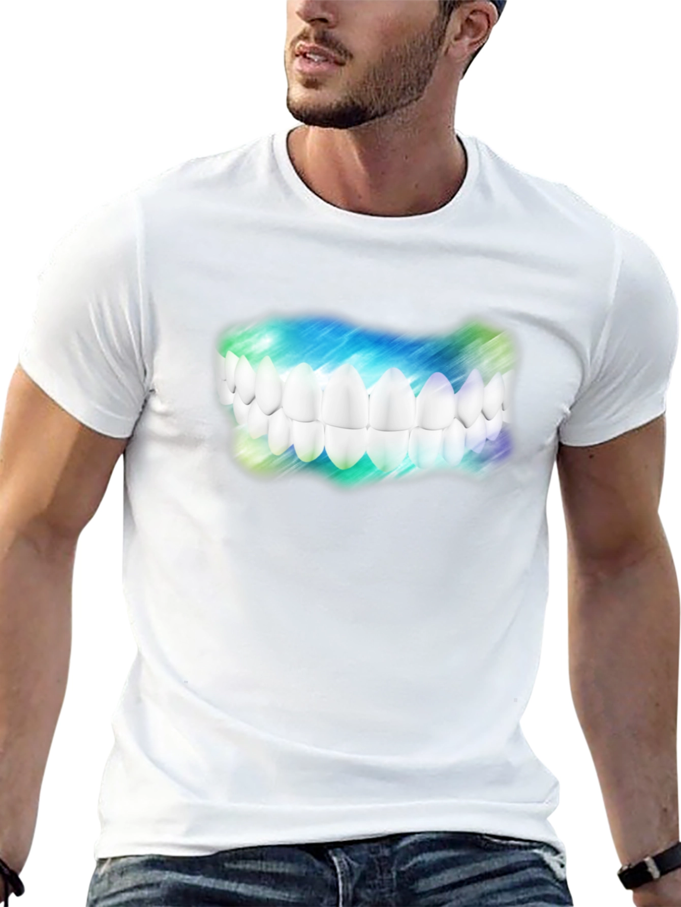 Black Novelty Teeth Graphic Black T-Shirt view 13