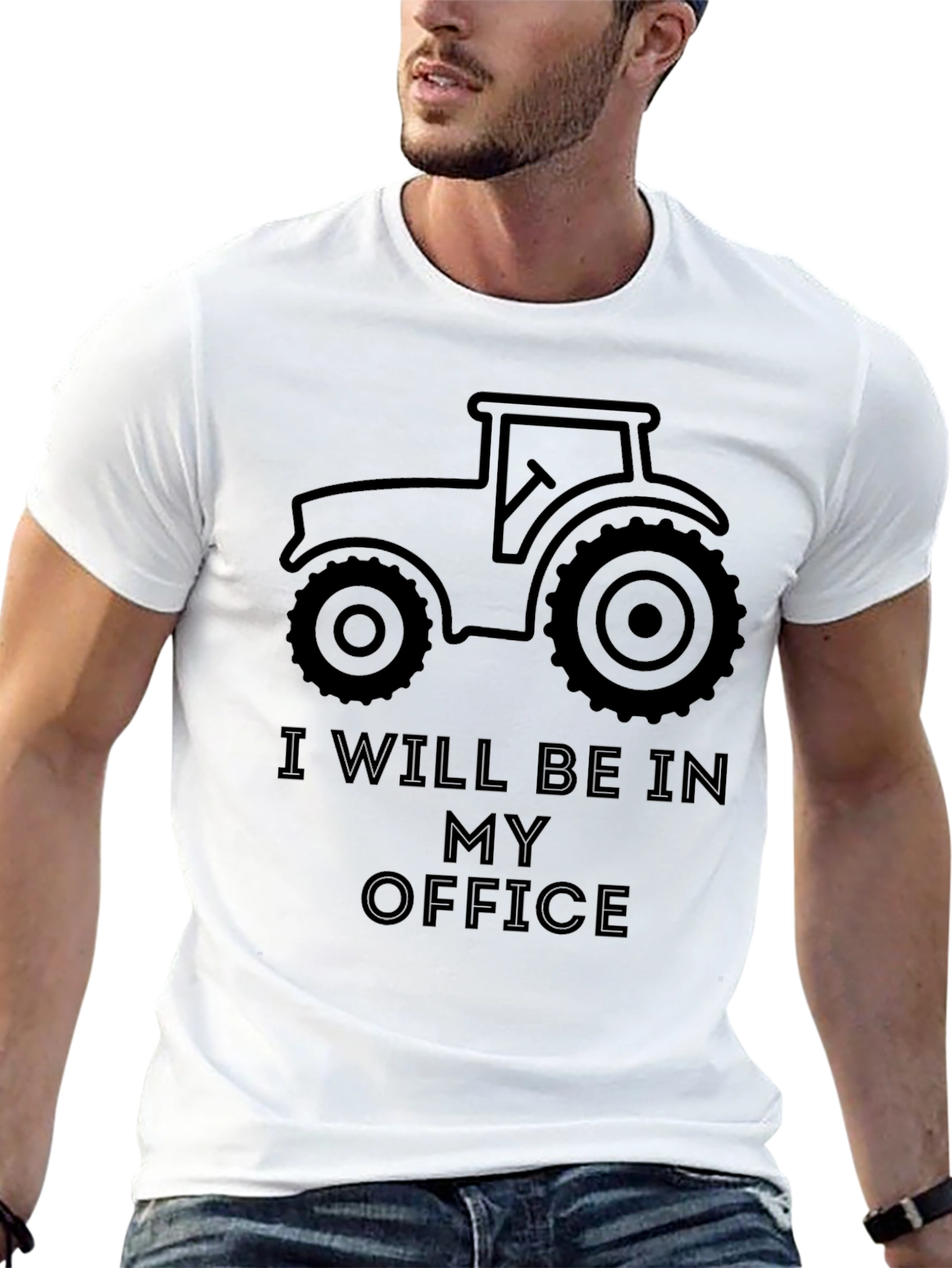 Black Tractor Office Funny Farm T-Shirt view 13