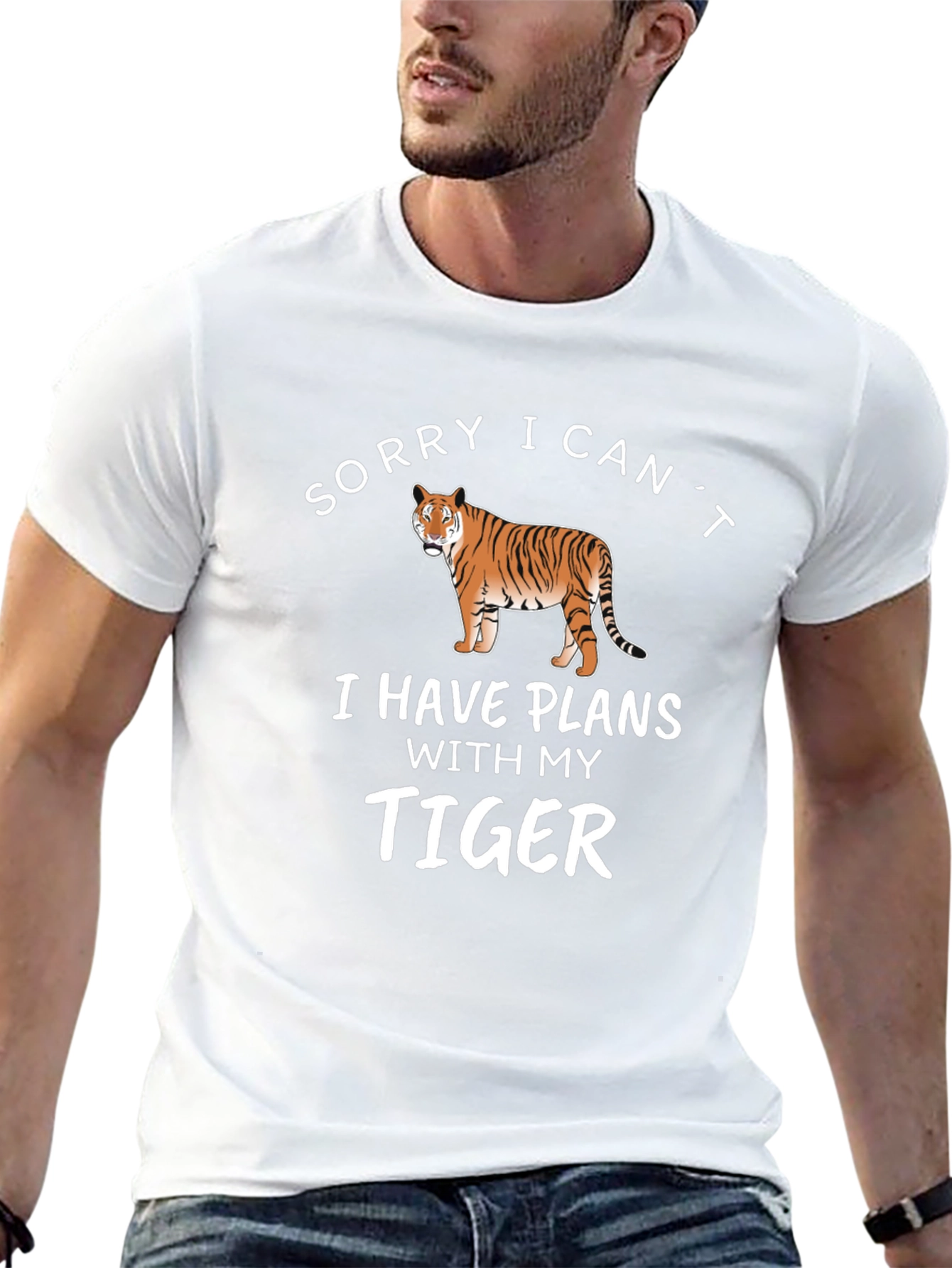 Black Sorry, I Can't, I Have Plans With My Tiger T-Shirt view 13