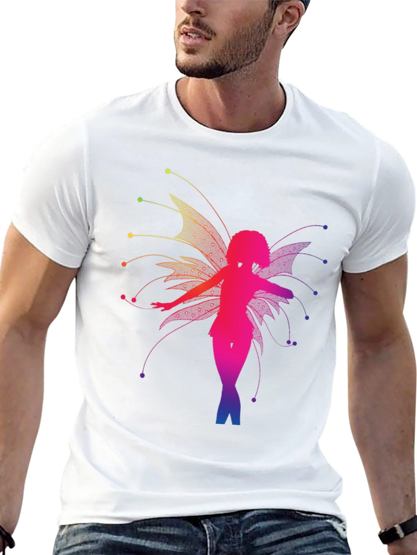 Rainbow Fairy Graphic Black T-Shirt - 13