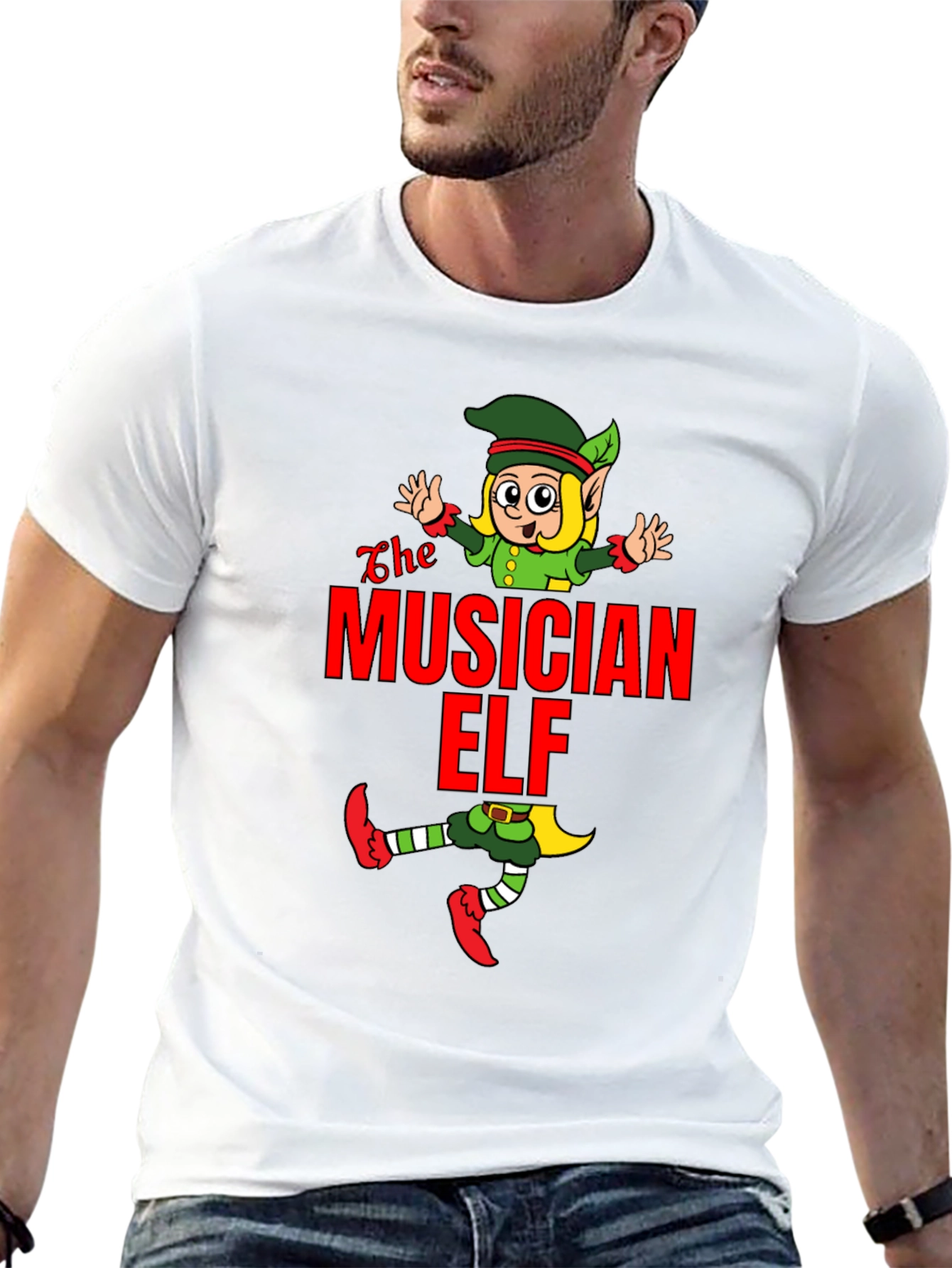 Black The Musician Elf T-Shirt - Holiday Cheer! view 13