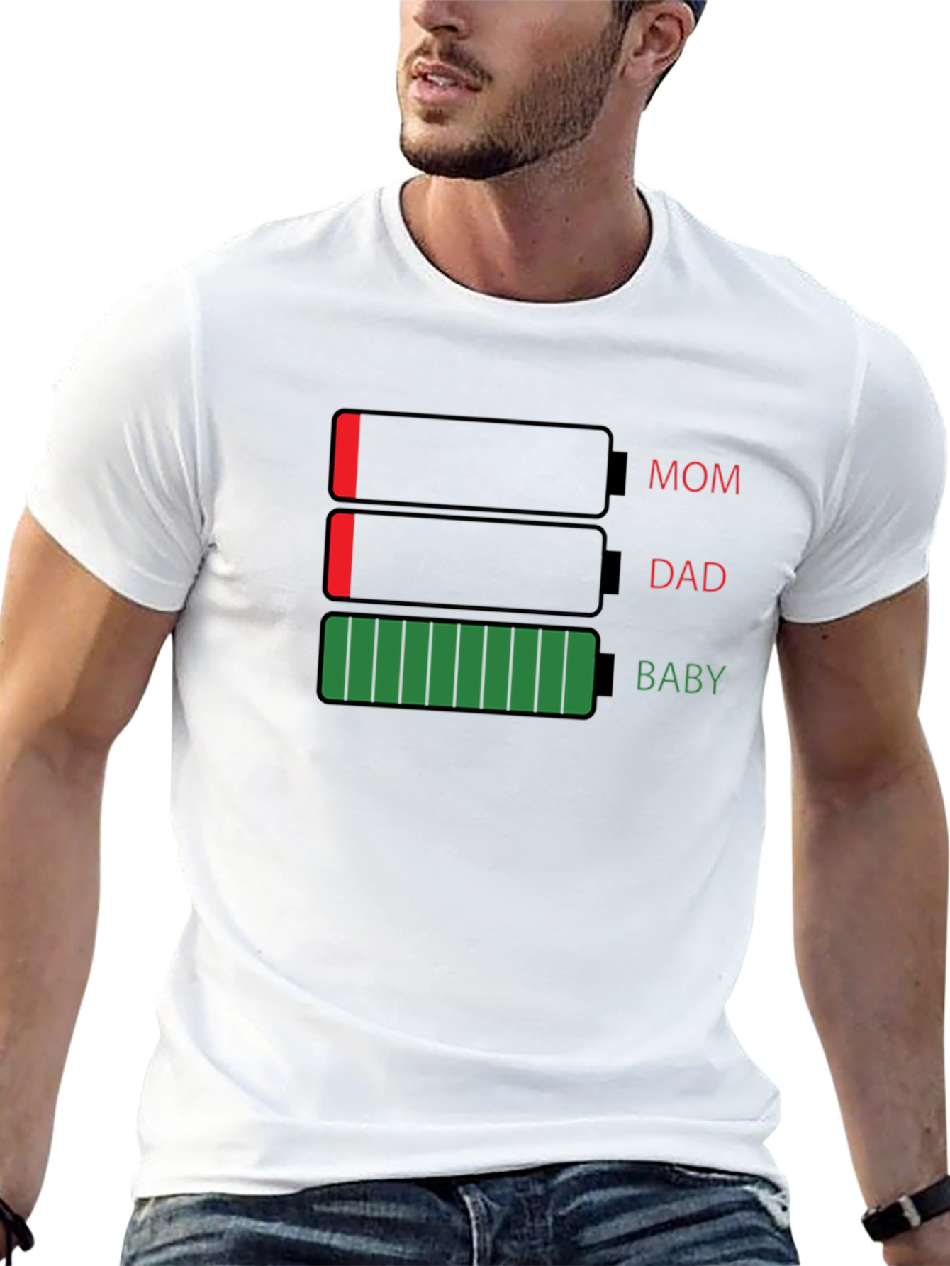 Black Family Battery Level T-Shirt - Funny Parenting Tee view 13