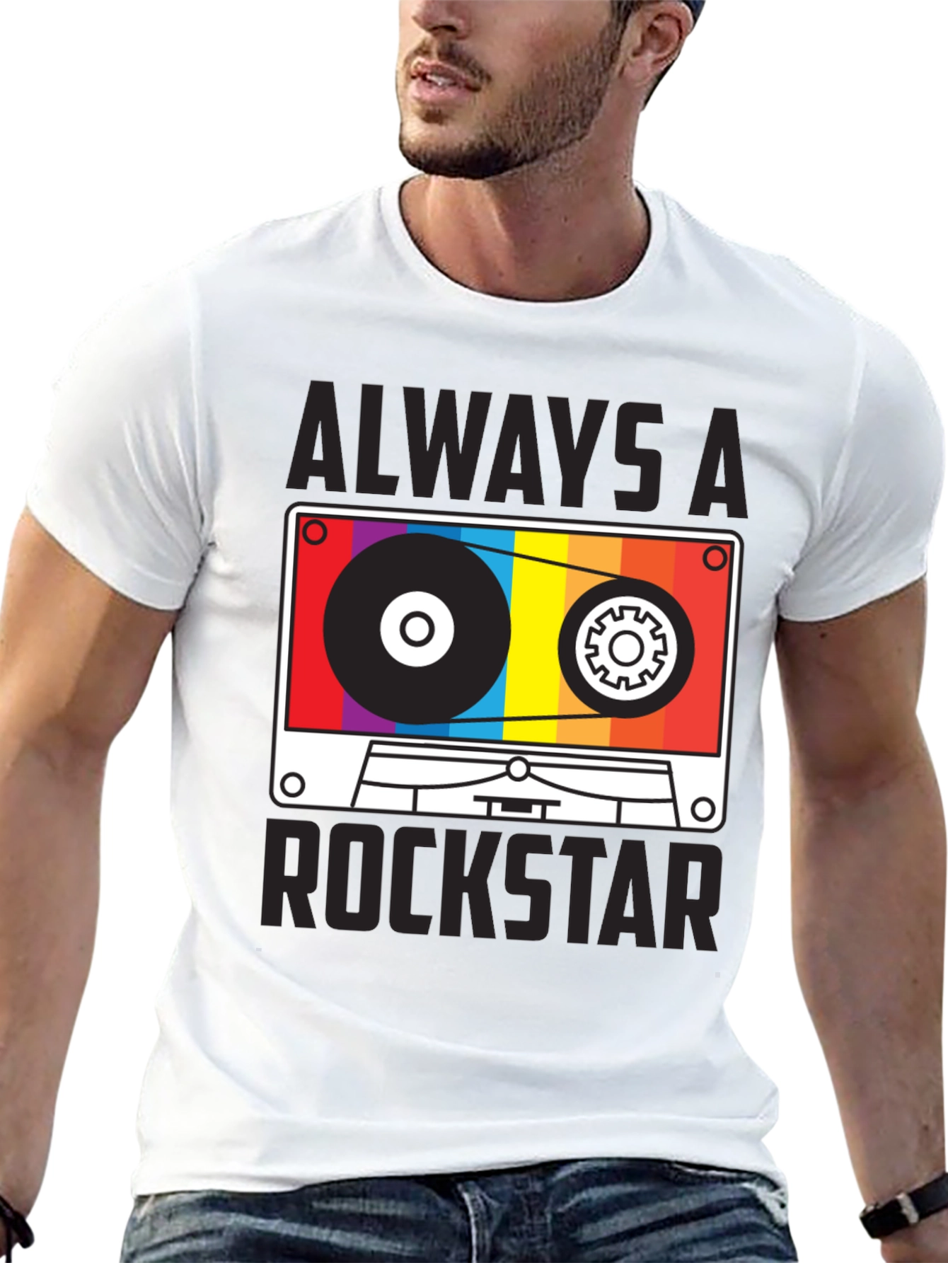 Black Always A Rockstar Cassette Graphic Tee view 13
