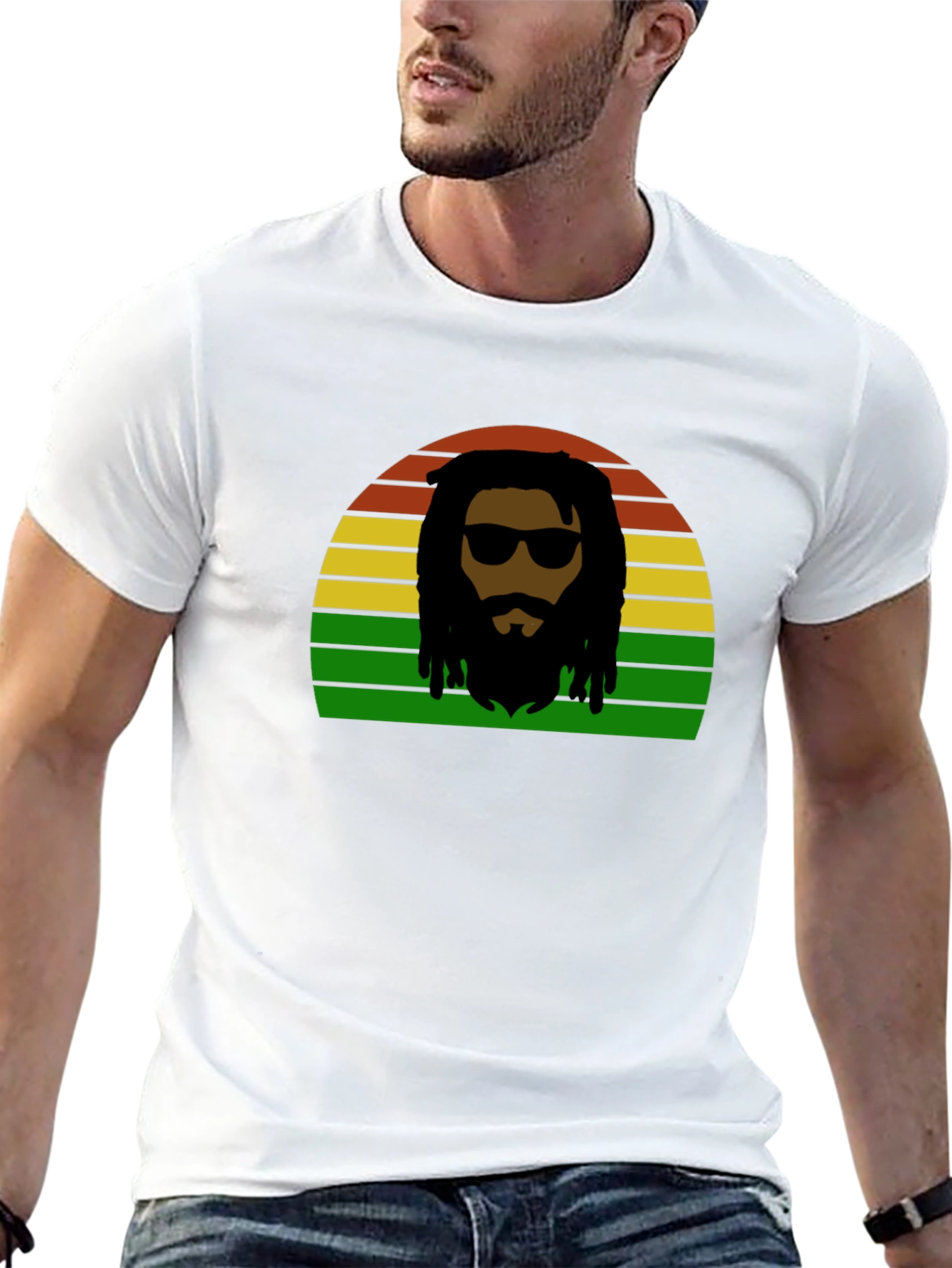 Rasta Man Retro Sunset T-Shirt - Reggae Vibes - 13